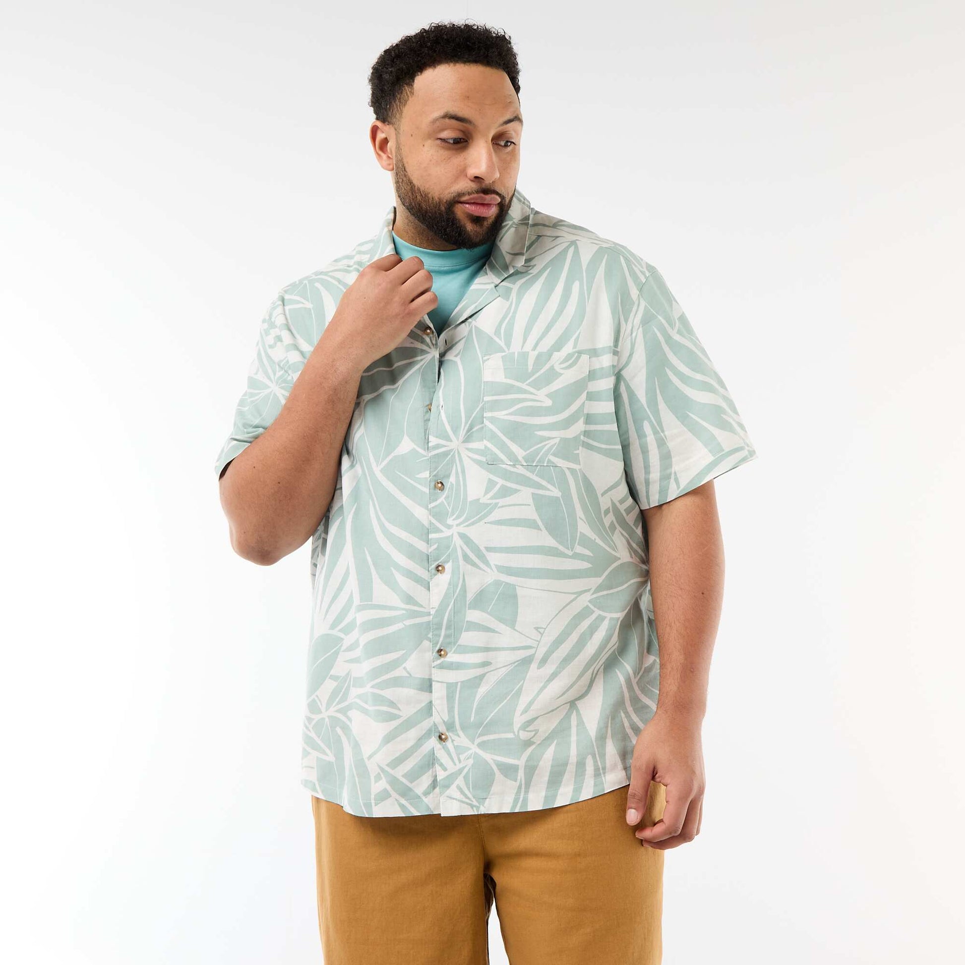 Chemise manches courtes à motif VERT