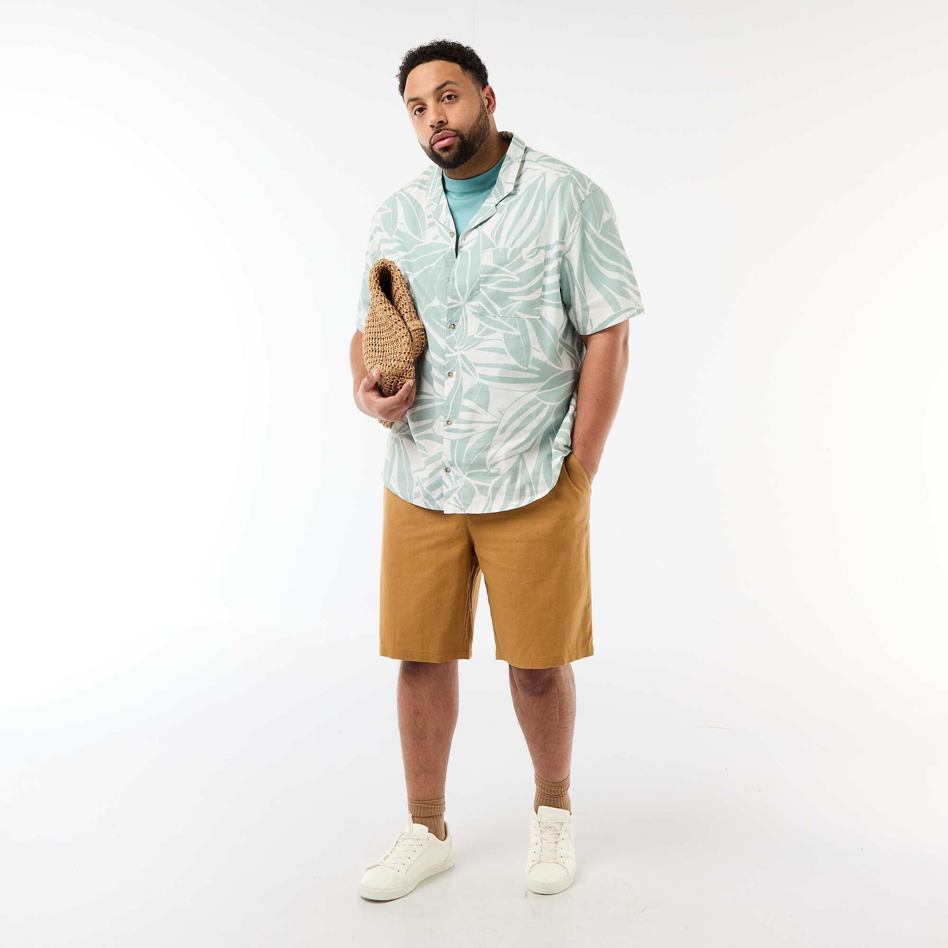 Chemise manches courtes à motif VERT