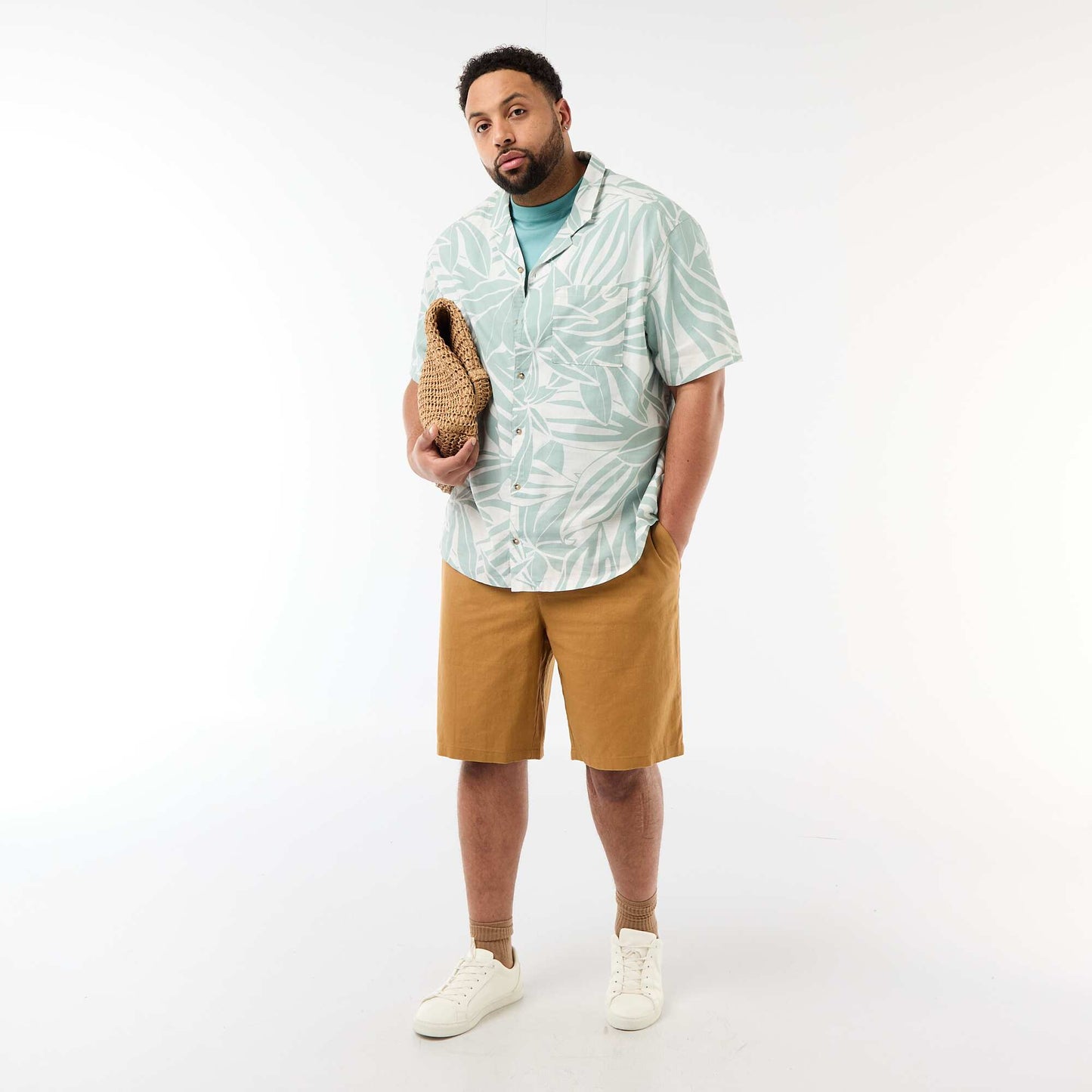 Chemise manches courtes à motif VERT