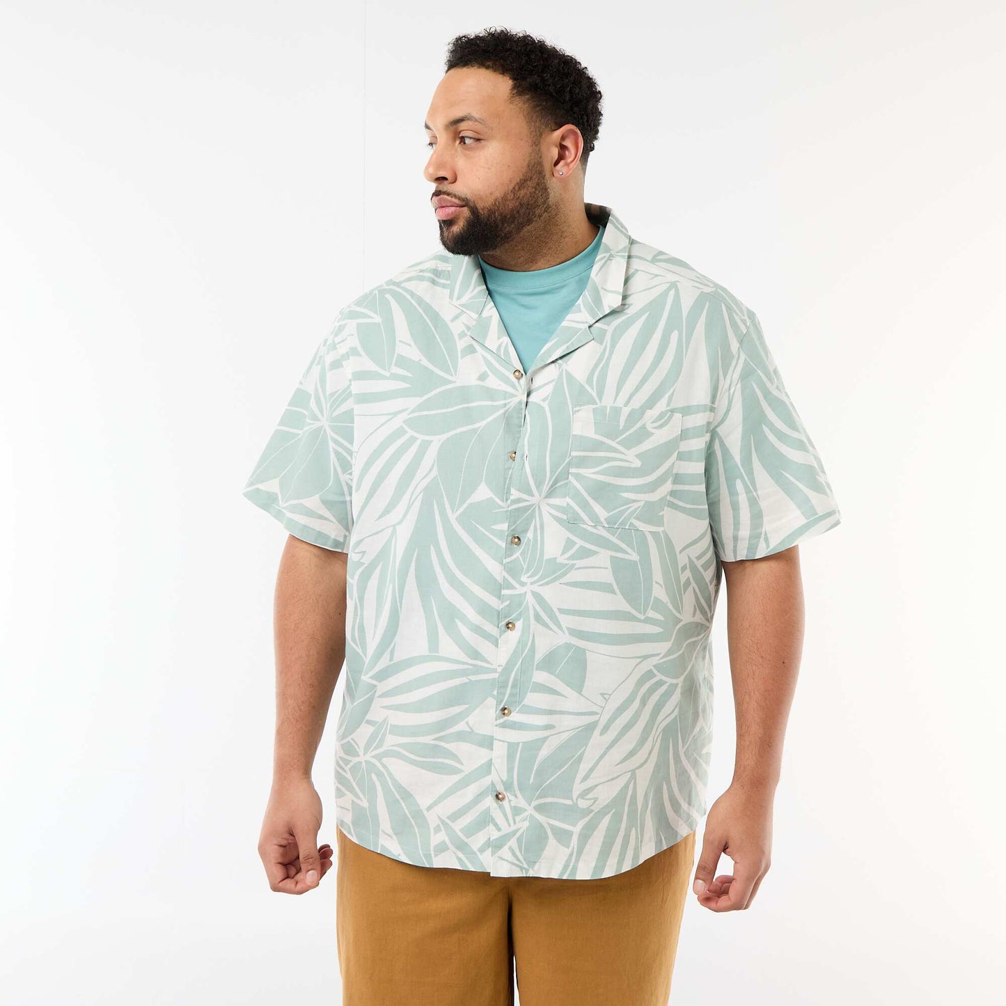 Chemise manches courtes à motif VERT