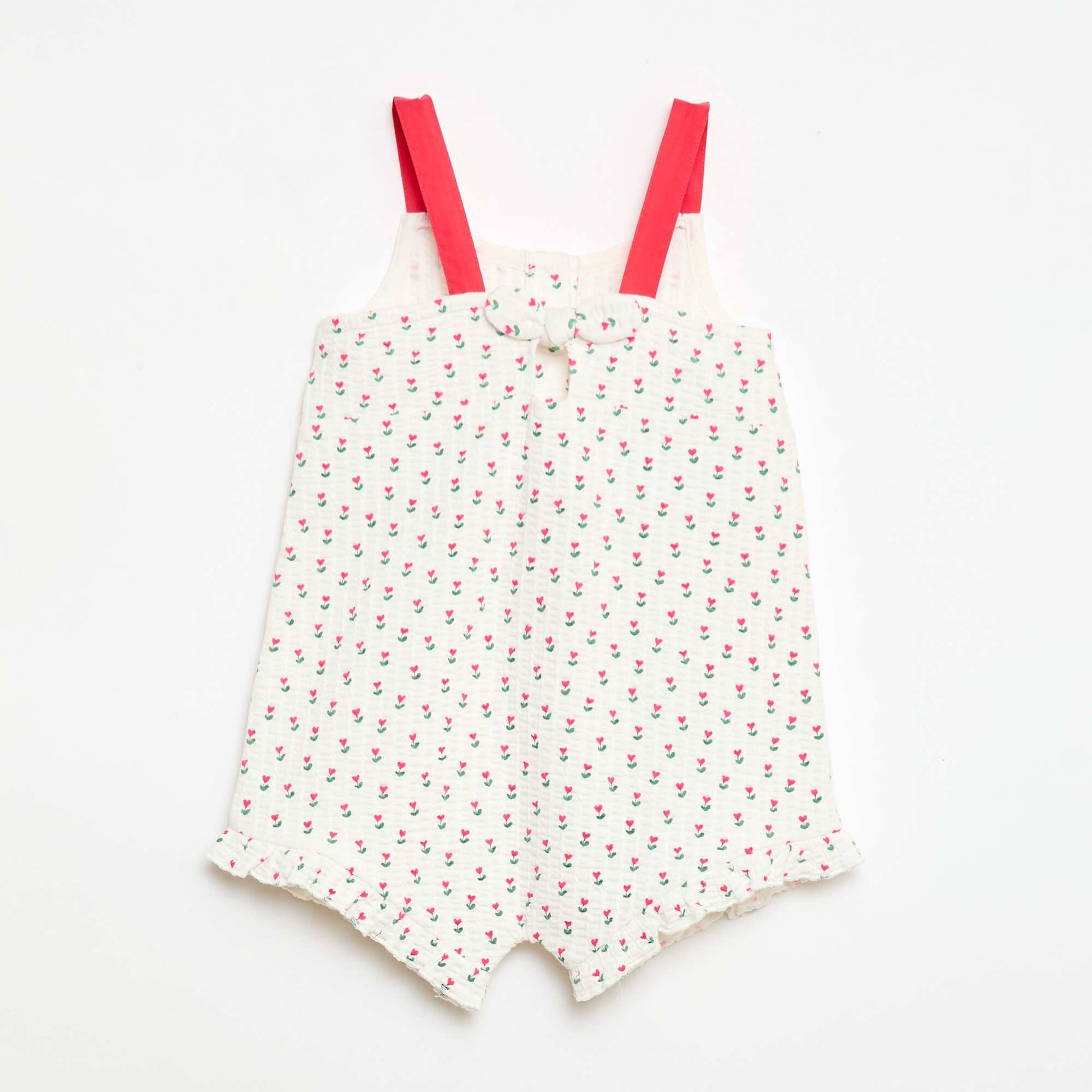Combishort en matière gaufrée à motif BLANC