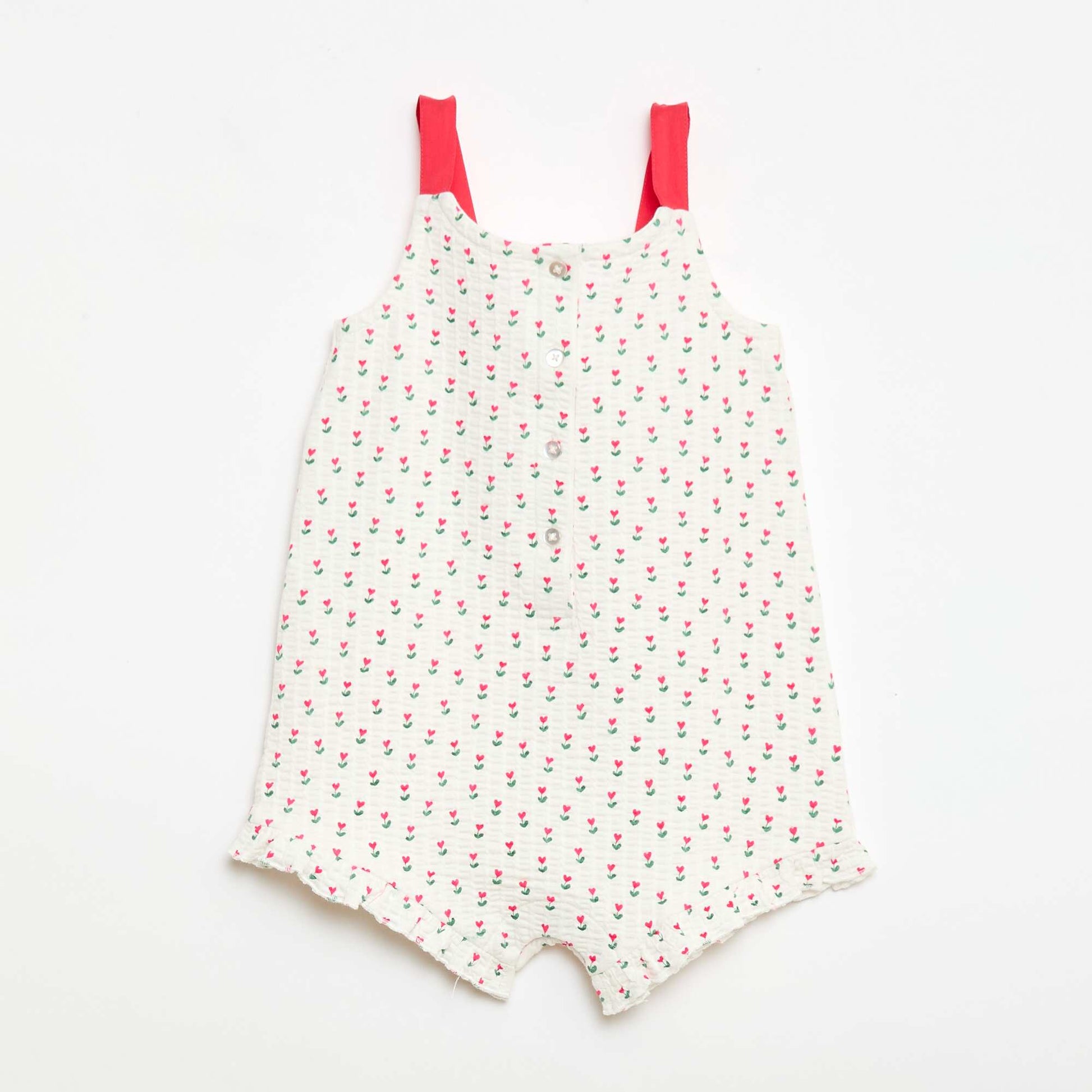 Combishort en matière gaufrée à motif BLANC