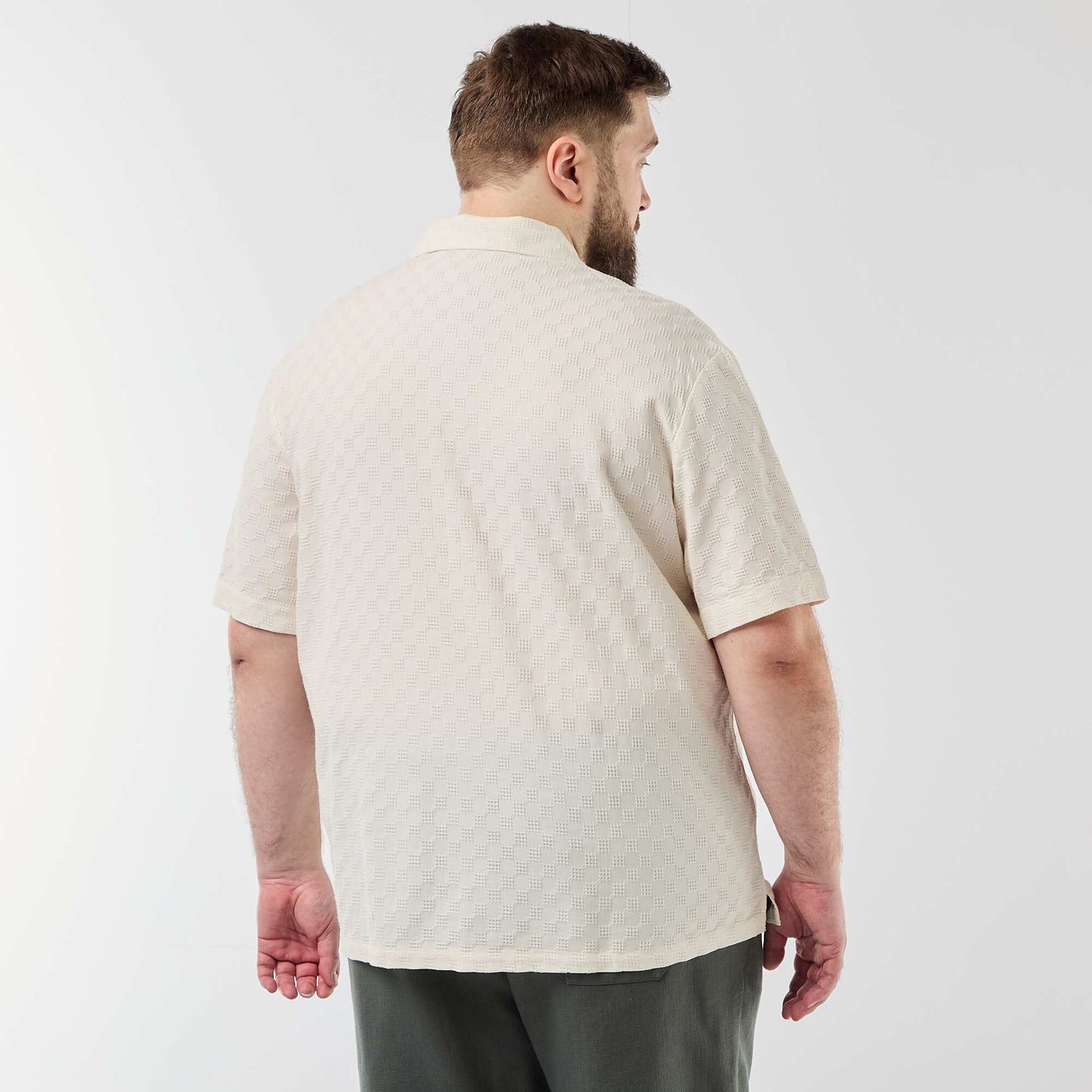 Chemise manches courtes en maille fantaisie BLANC