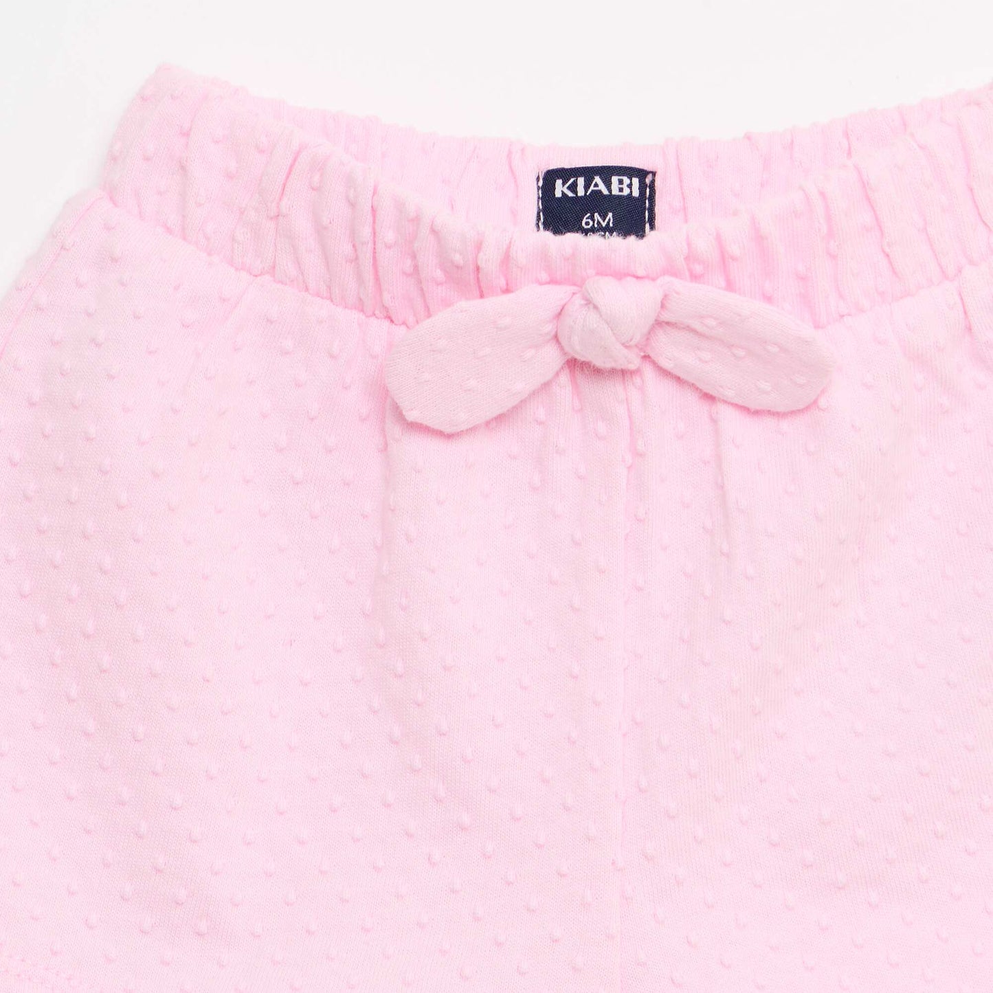 Short en maille jacquard uni avec nœud fantaisie ROSE