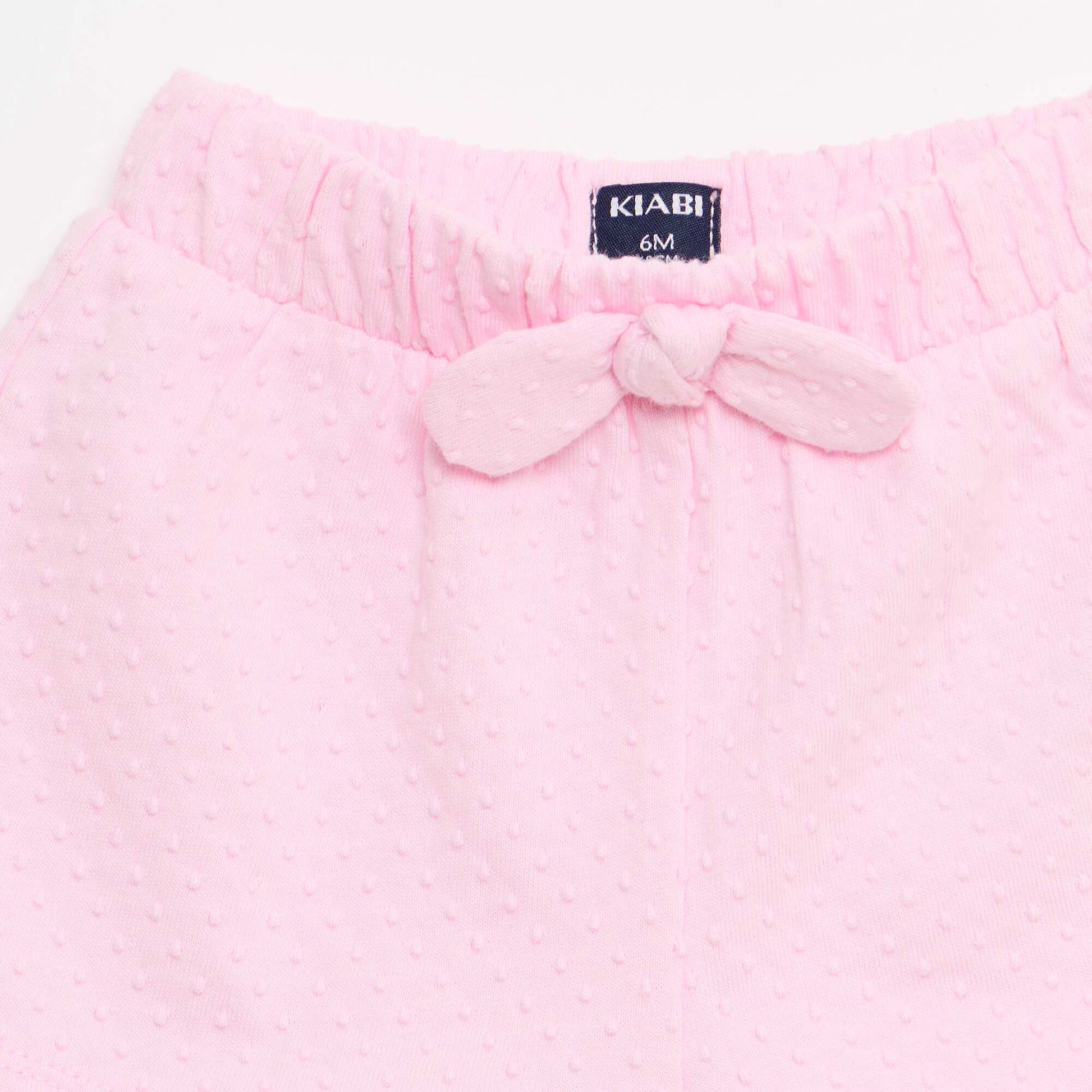 Short en maille jacquard uni avec nœud fantaisie ROSE
