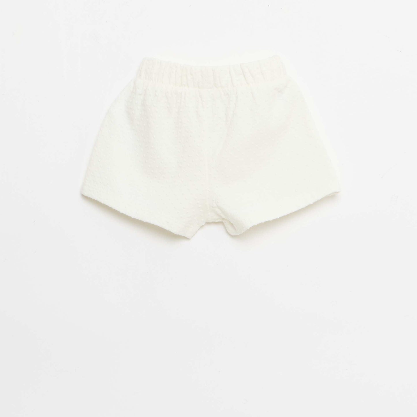 Short en maille jacquard uni avec nœud fantaisie BLANC