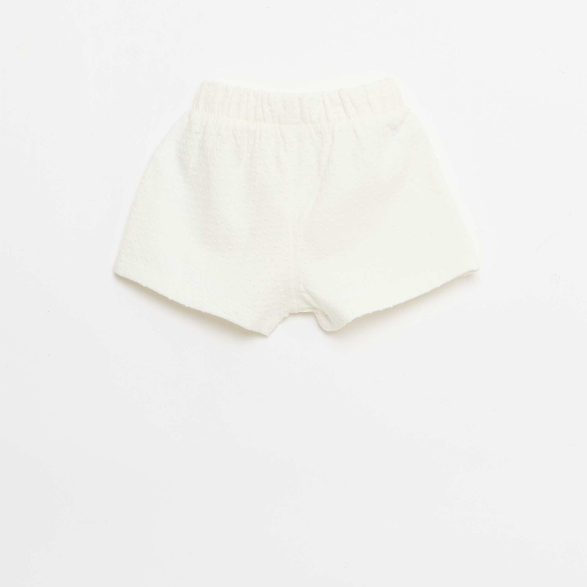 Short en maille jacquard uni avec nœud fantaisie BLANC