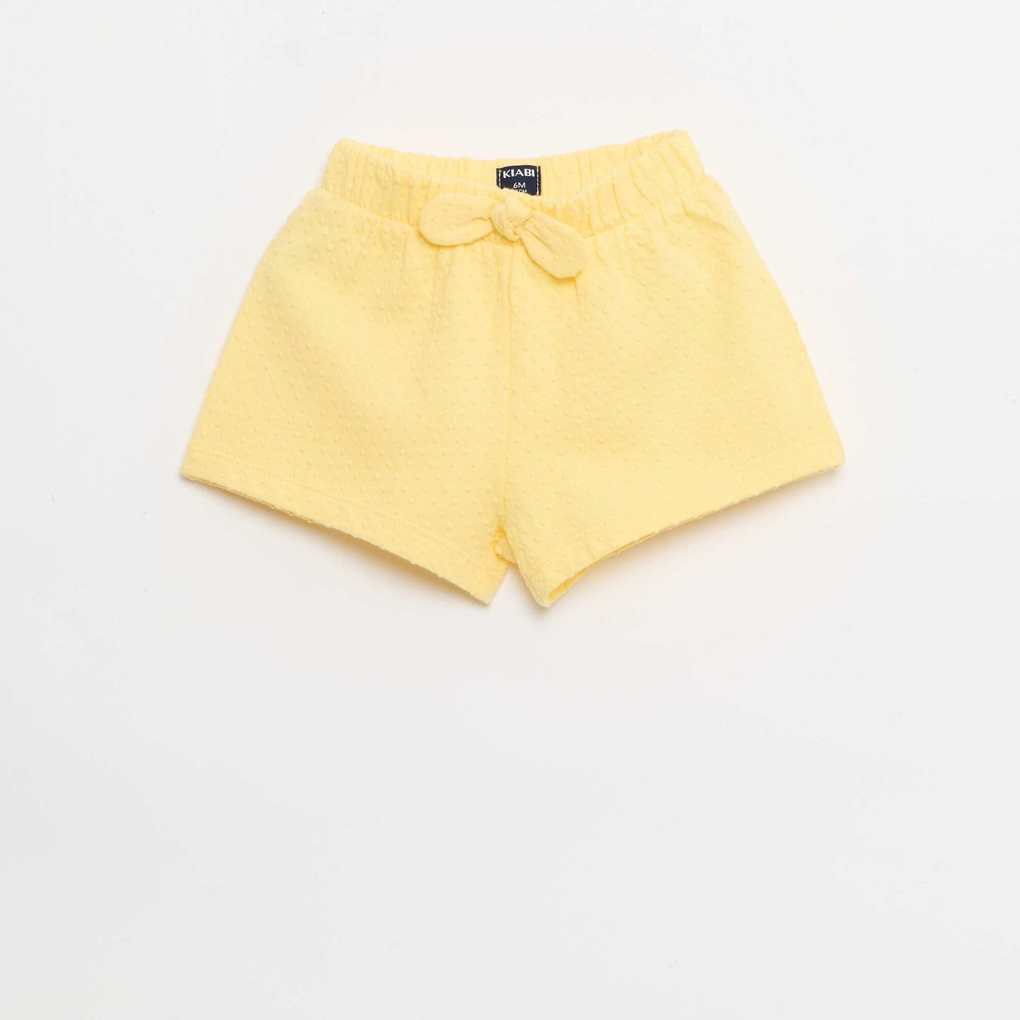 Short en maille jacquard uni avec nœud fantaisie JAUNE