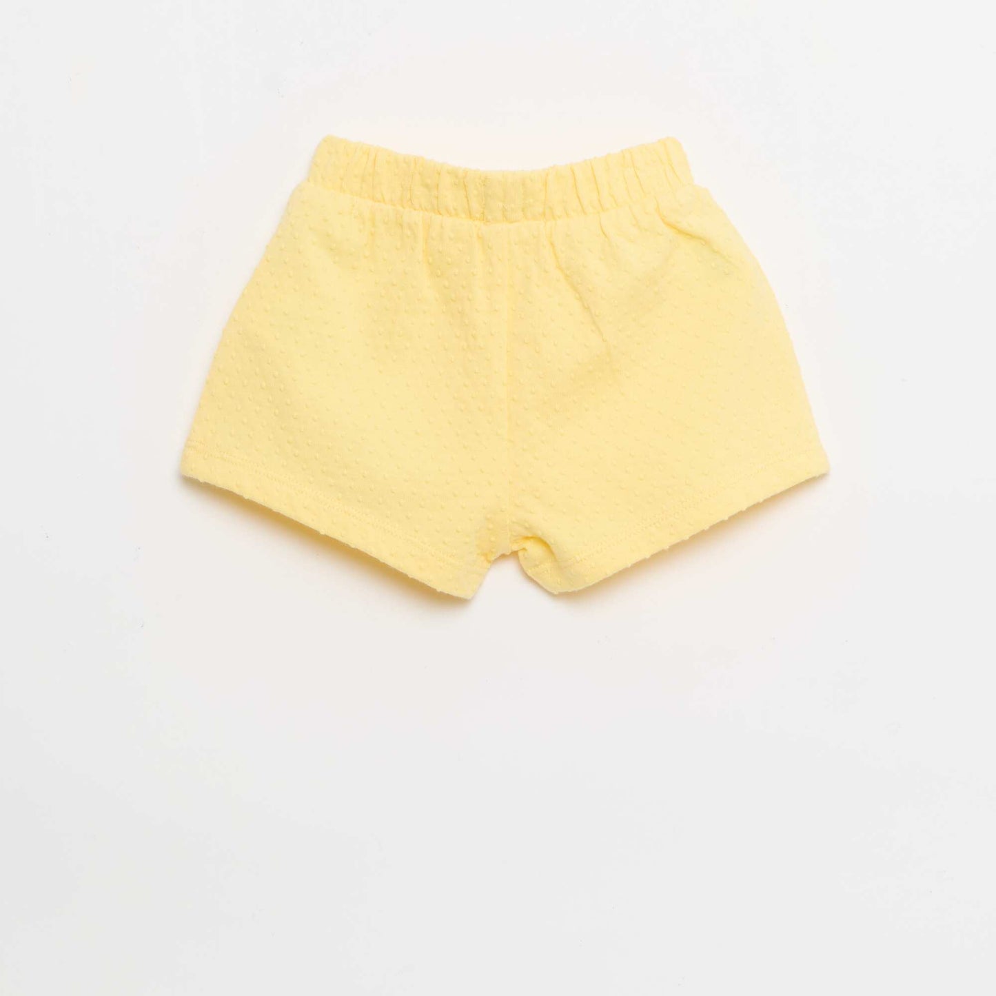 Short en maille jacquard uni avec nœud fantaisie JAUNE