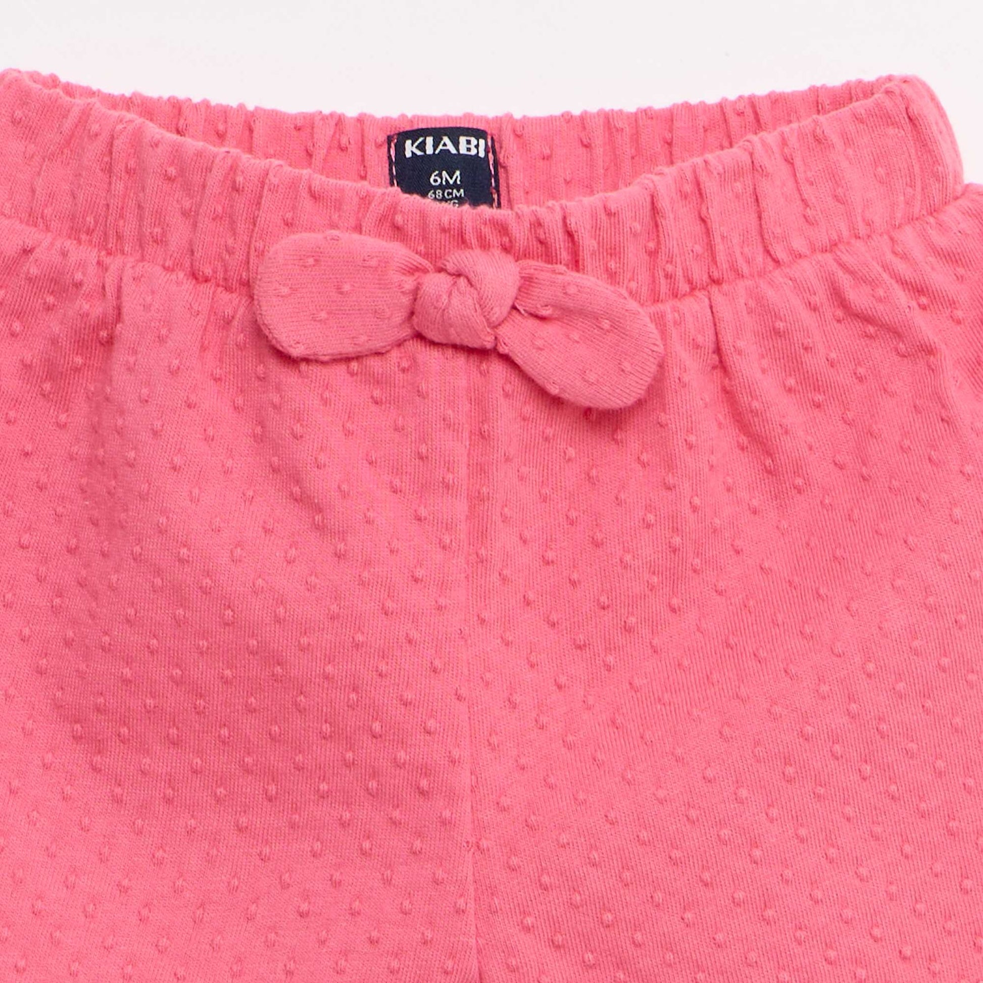 Short en maille jacquard uni avec nœud fantaisie ROSE