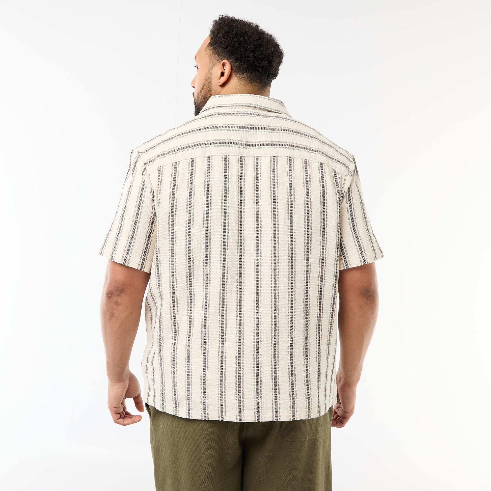 Chemise manches courtes rayée BLANC