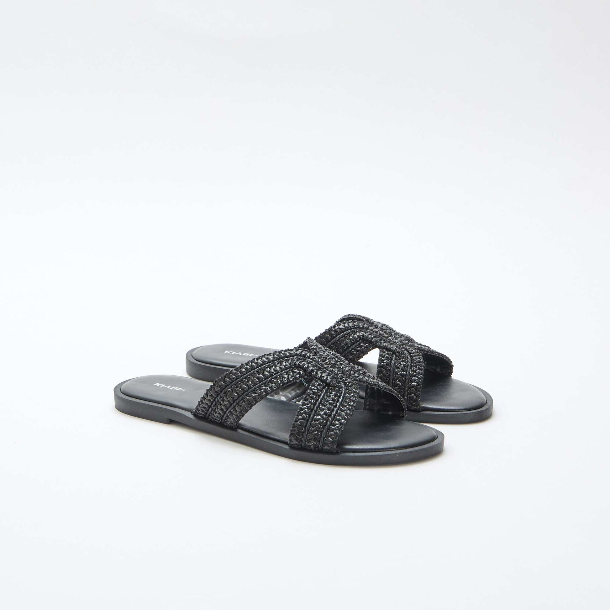 Paire de mules en brides de paille NOIR
