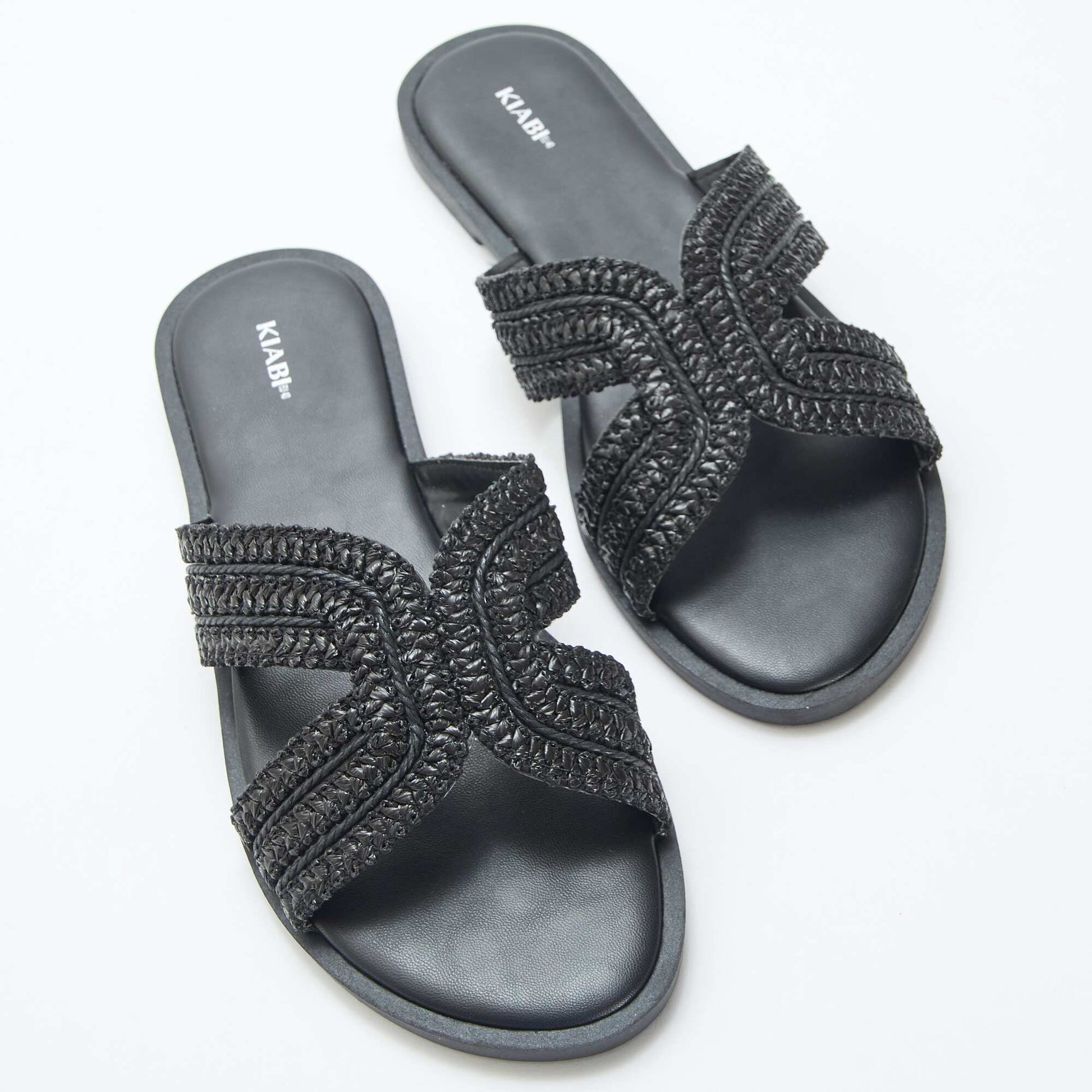 Paire de mules en brides de paille NOIR