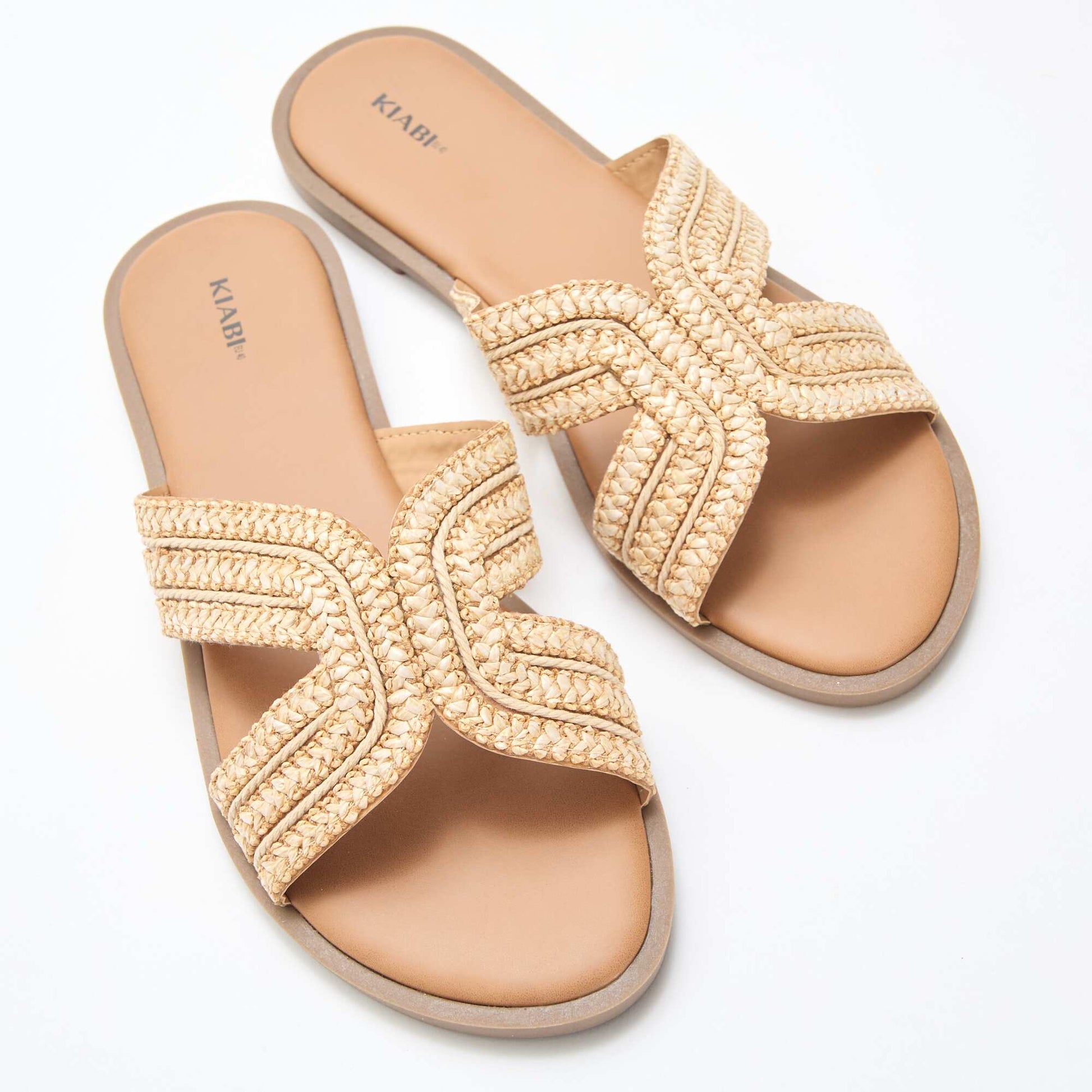 Paire de mules en brides de paille BEIGE