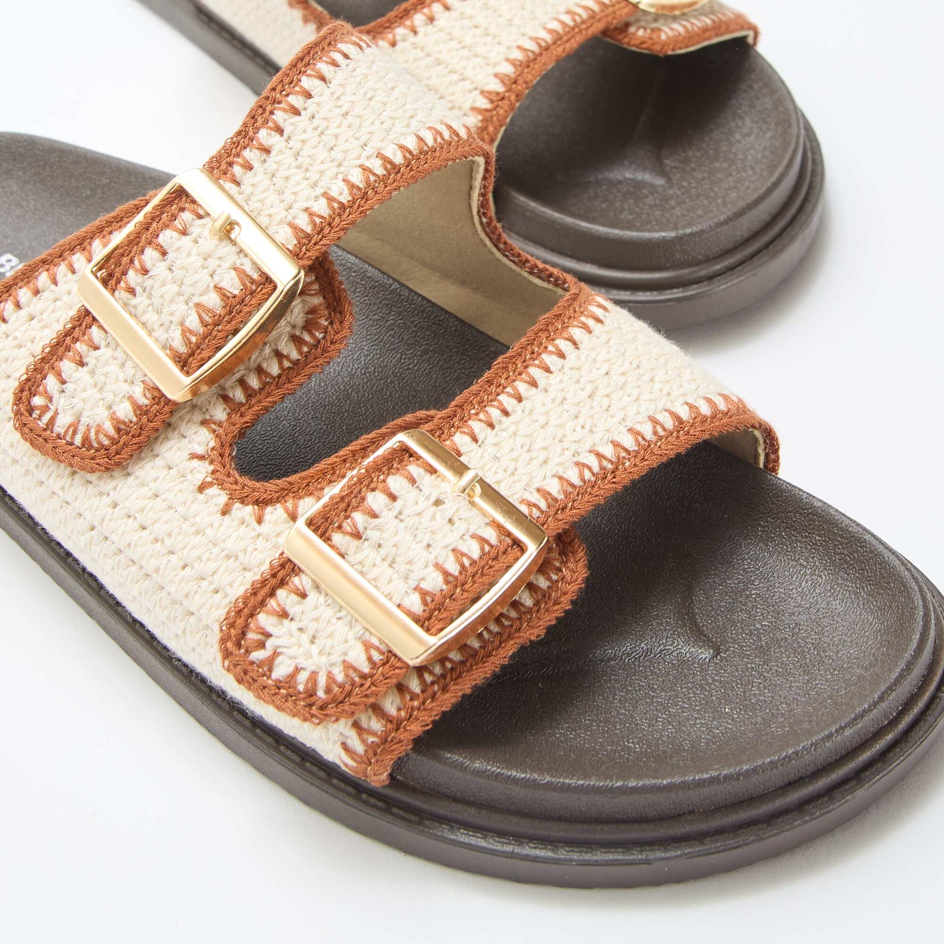 Mules doubles brides à crochet BEIGE
