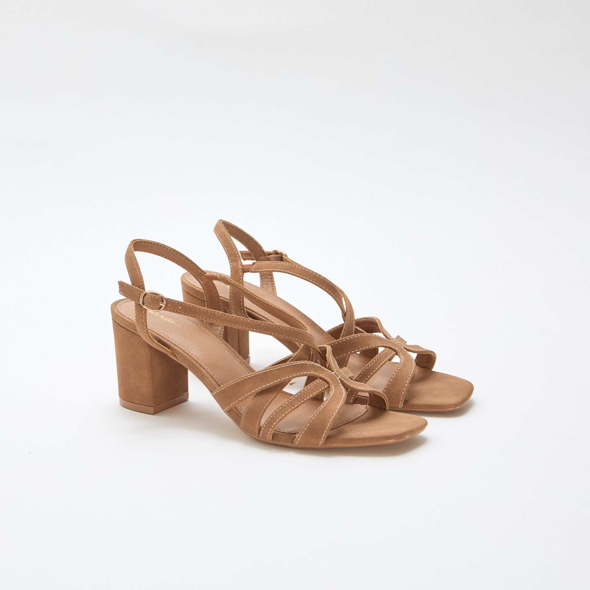 Sandales à talon et brides croisées MARRON