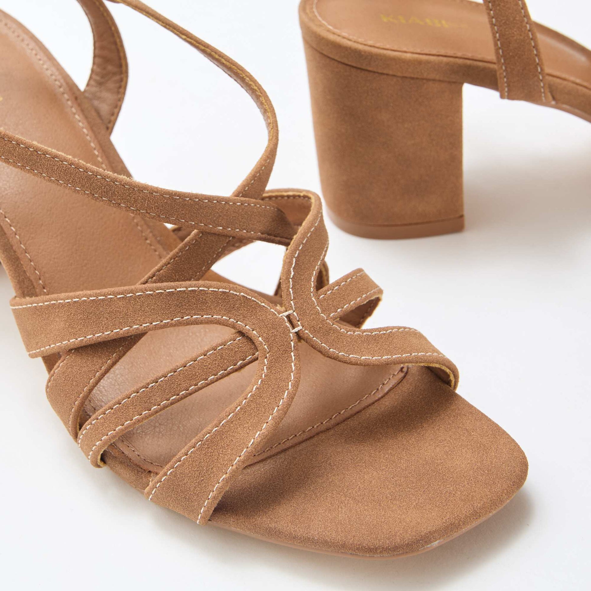 Sandales à talon et brides croisées MARRON