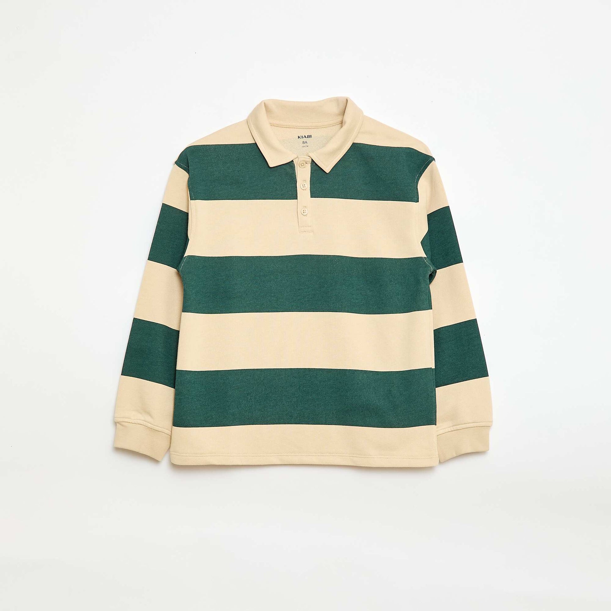 Polo sweat à rayures VERT