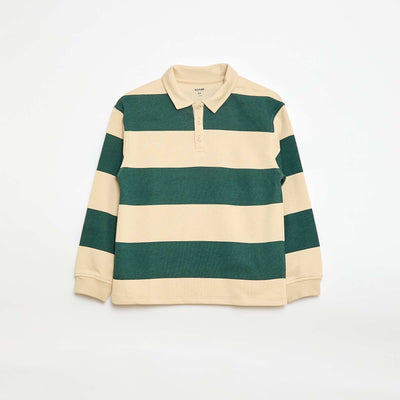 Polo sweat à rayures VERT