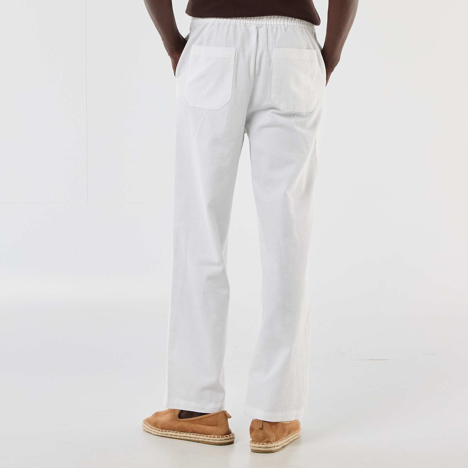 Pantalon en lin mélangé BLANC