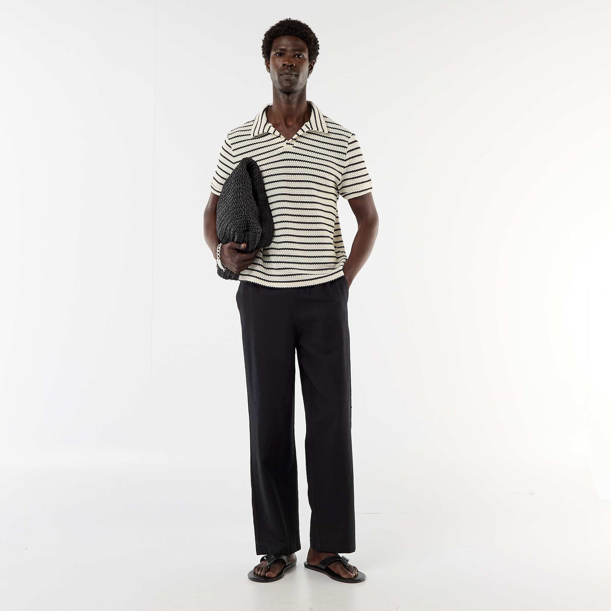 Pantalon en lin mélangé NOIR