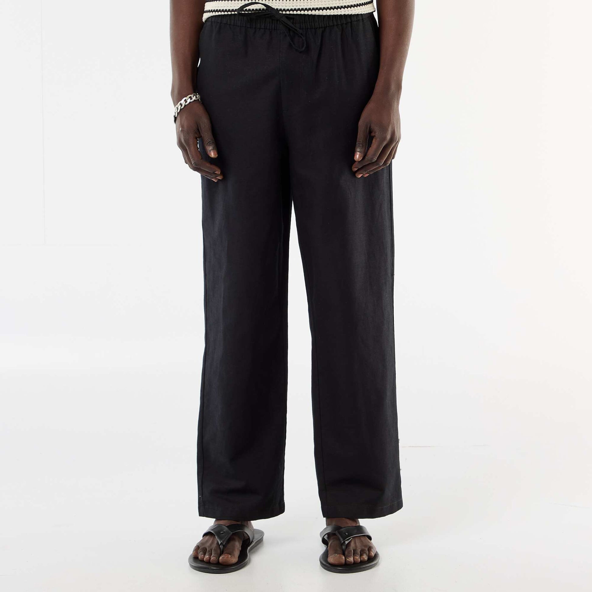 Pantalon en lin mélangé NOIR
