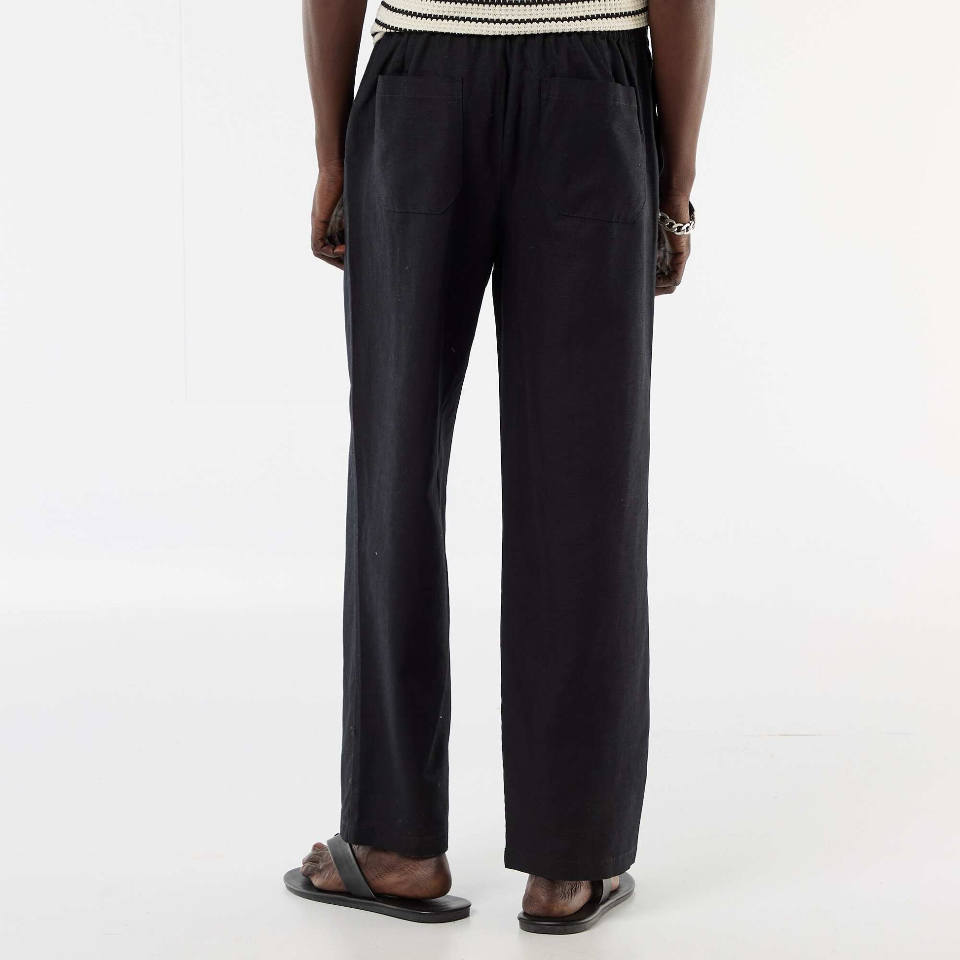 Pantalon en lin mélangé NOIR