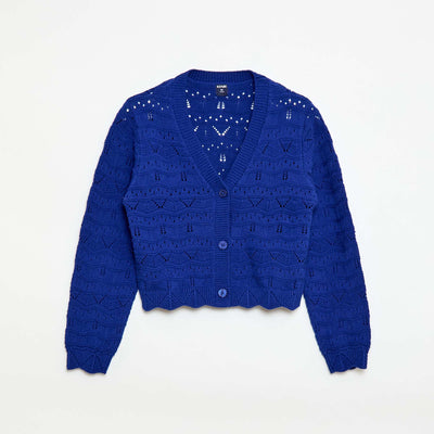 Gilet en maille ajourée BLEU