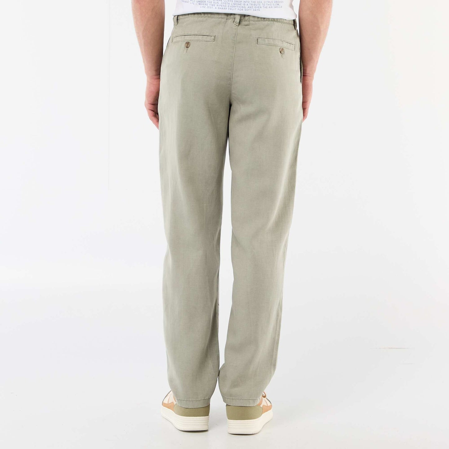 Pantalon uni en matière légère et douce VERT