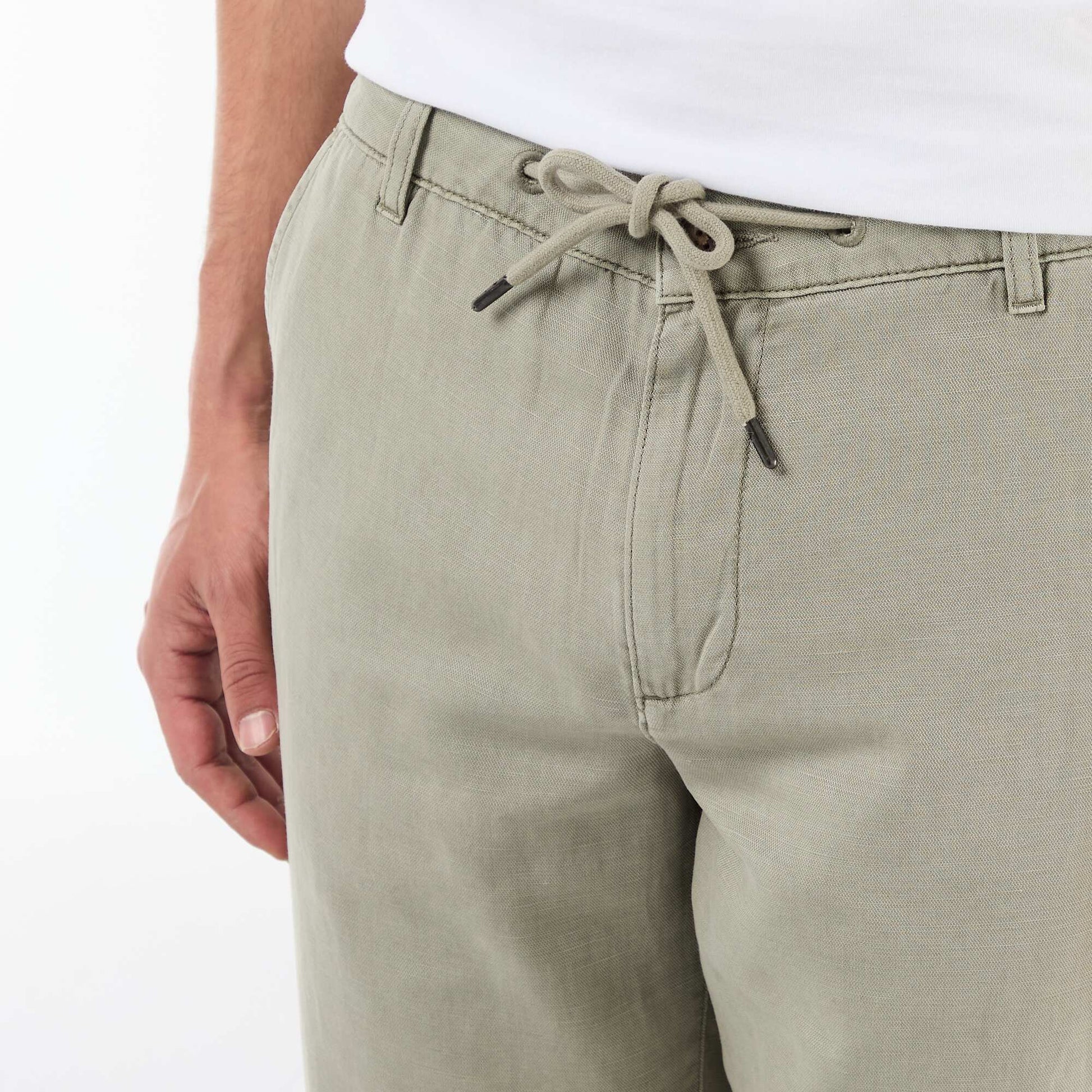 Pantalon uni en matière légère et douce VERT