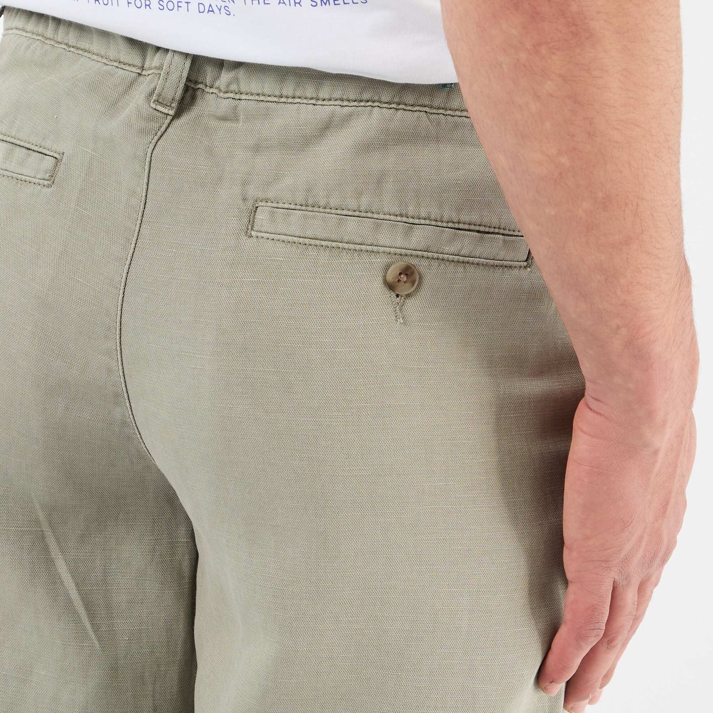 Pantalon uni en matière légère et douce VERT