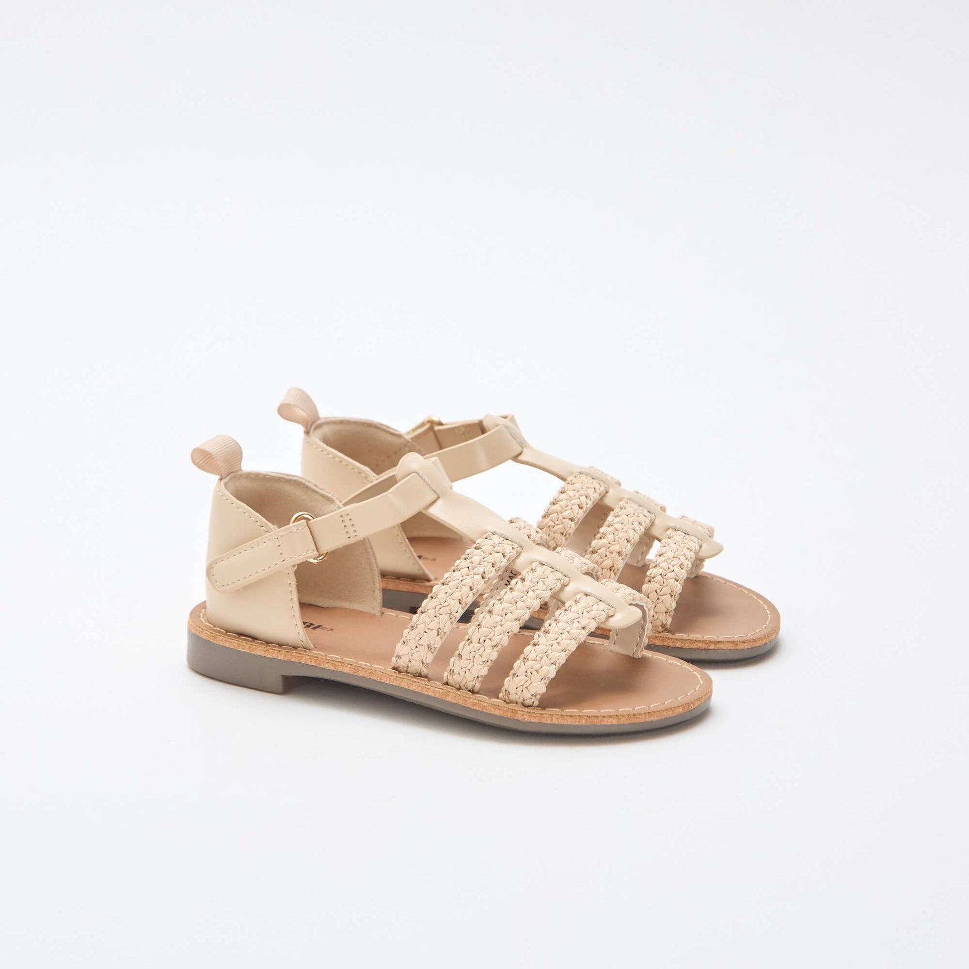 Sandales à lanières 'paille' BEIGE