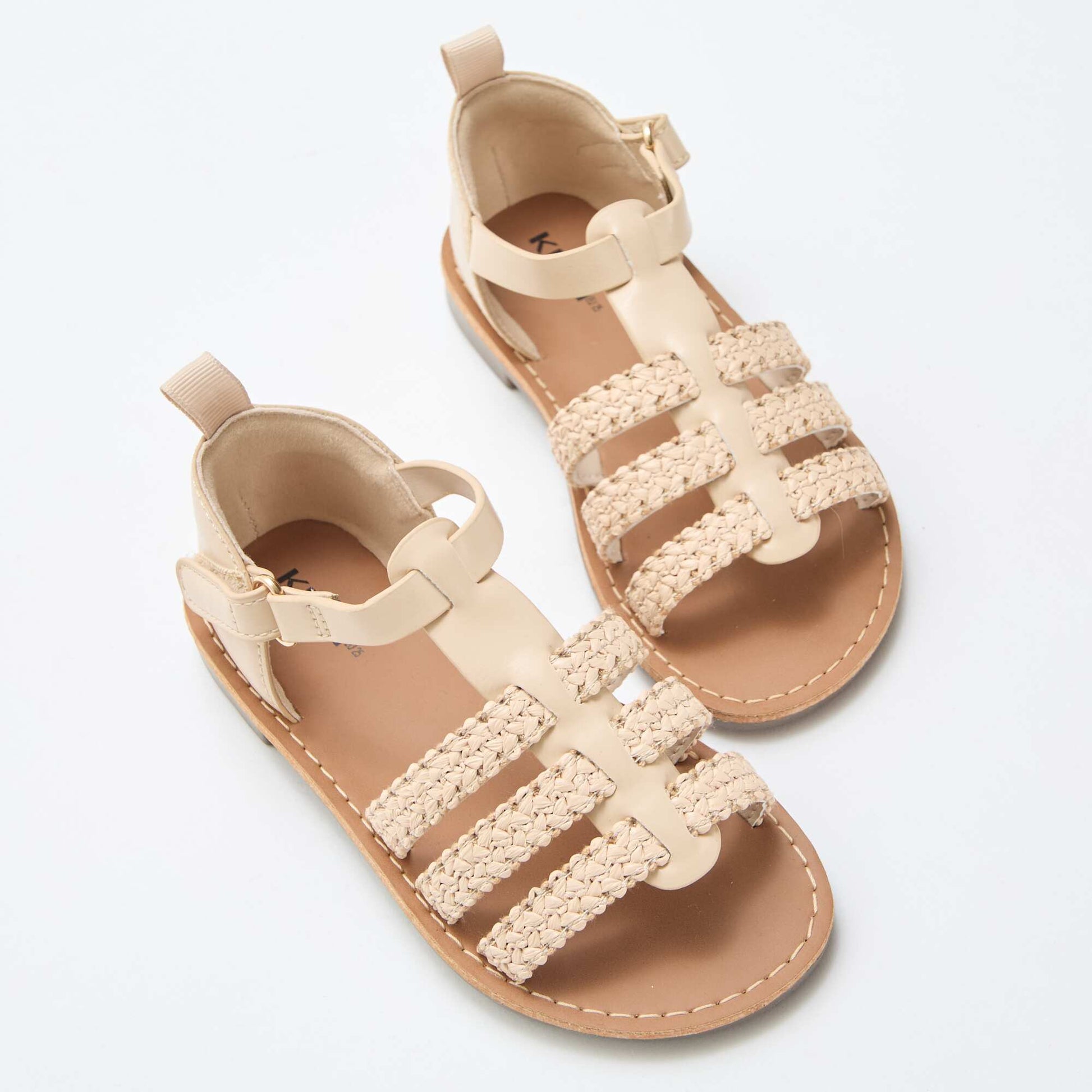 Sandales à lanières 'paille' BEIGE