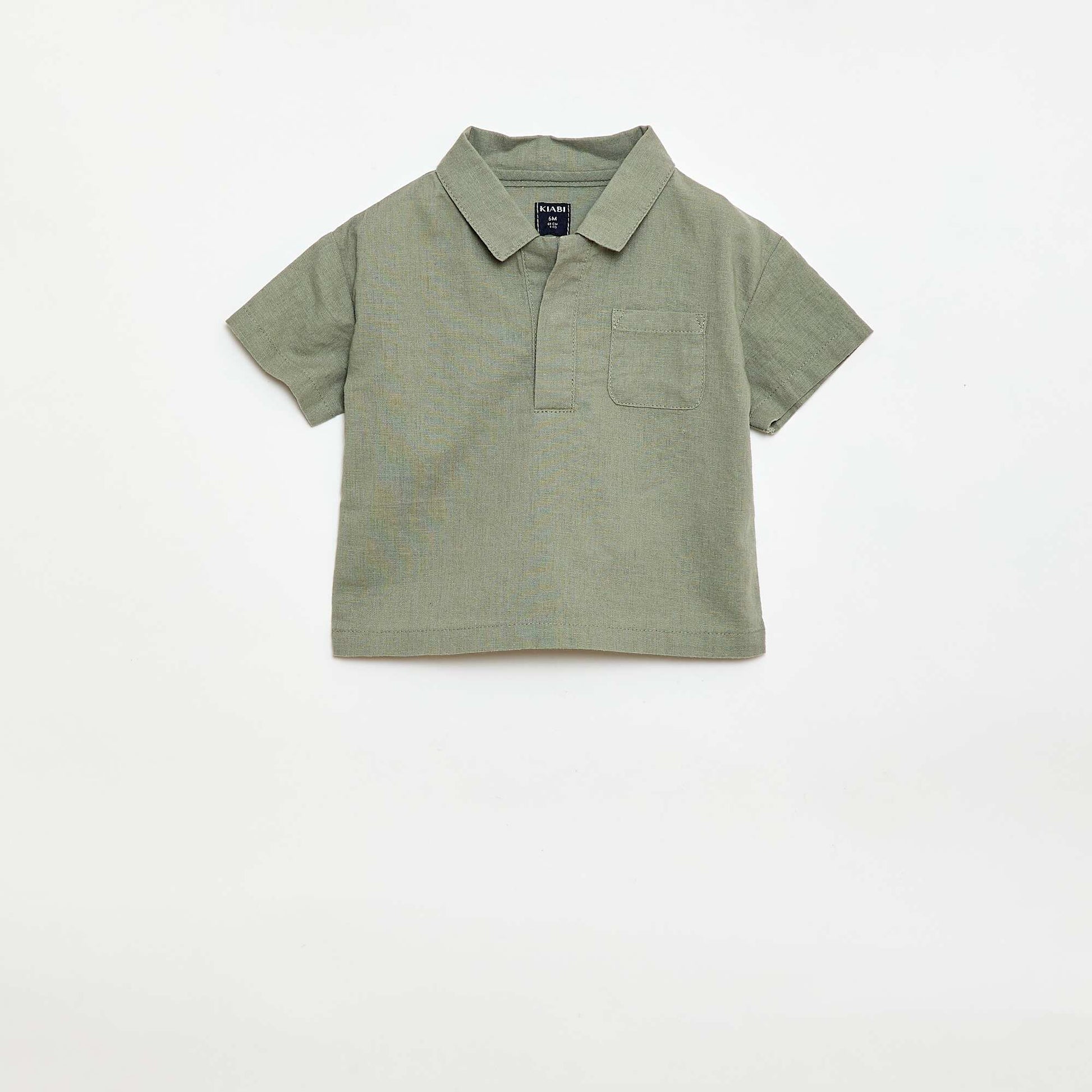 Chemise unie à manches courtes VERT