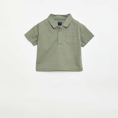 Chemise unie à manches courtes VERT