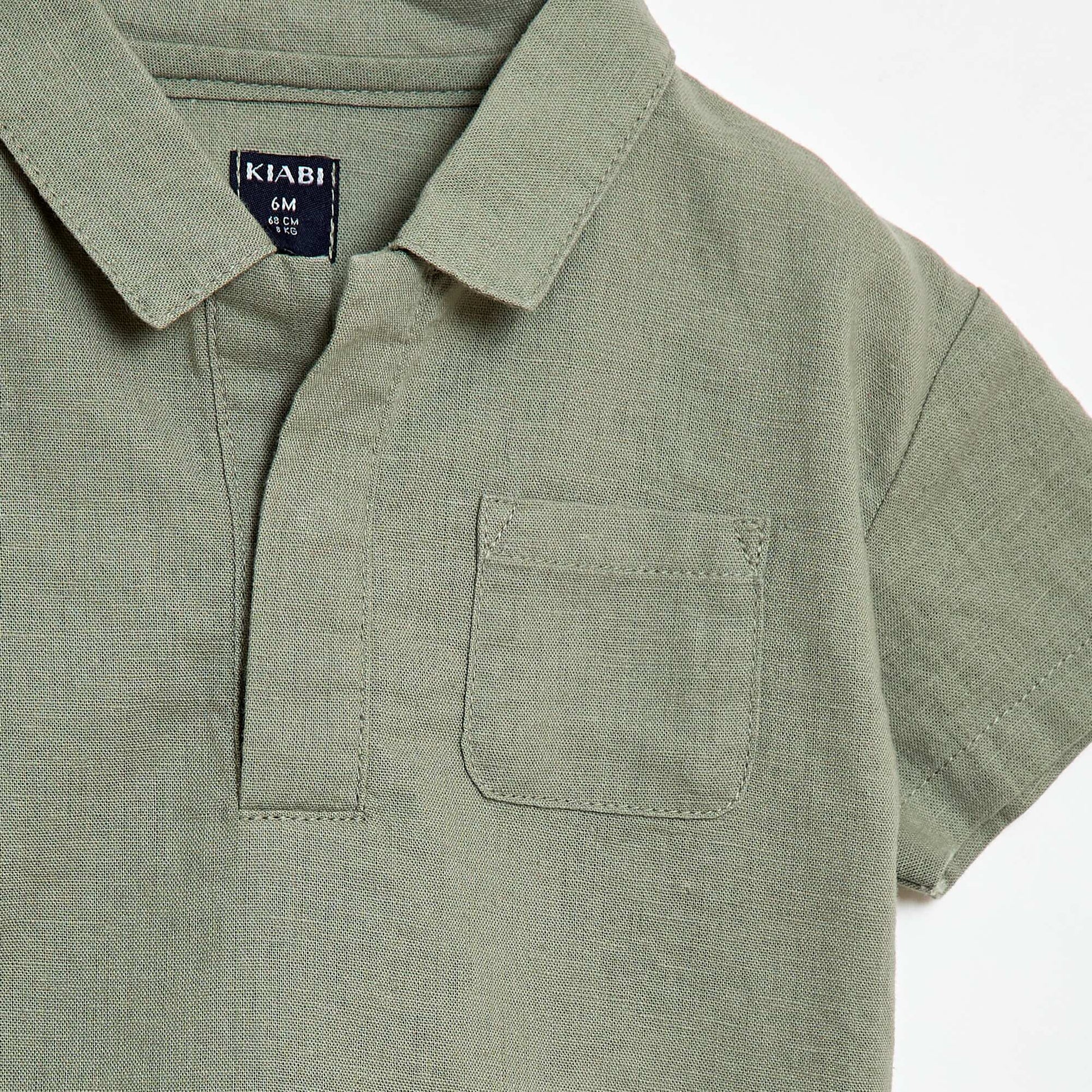 Chemise unie à manches courtes VERT