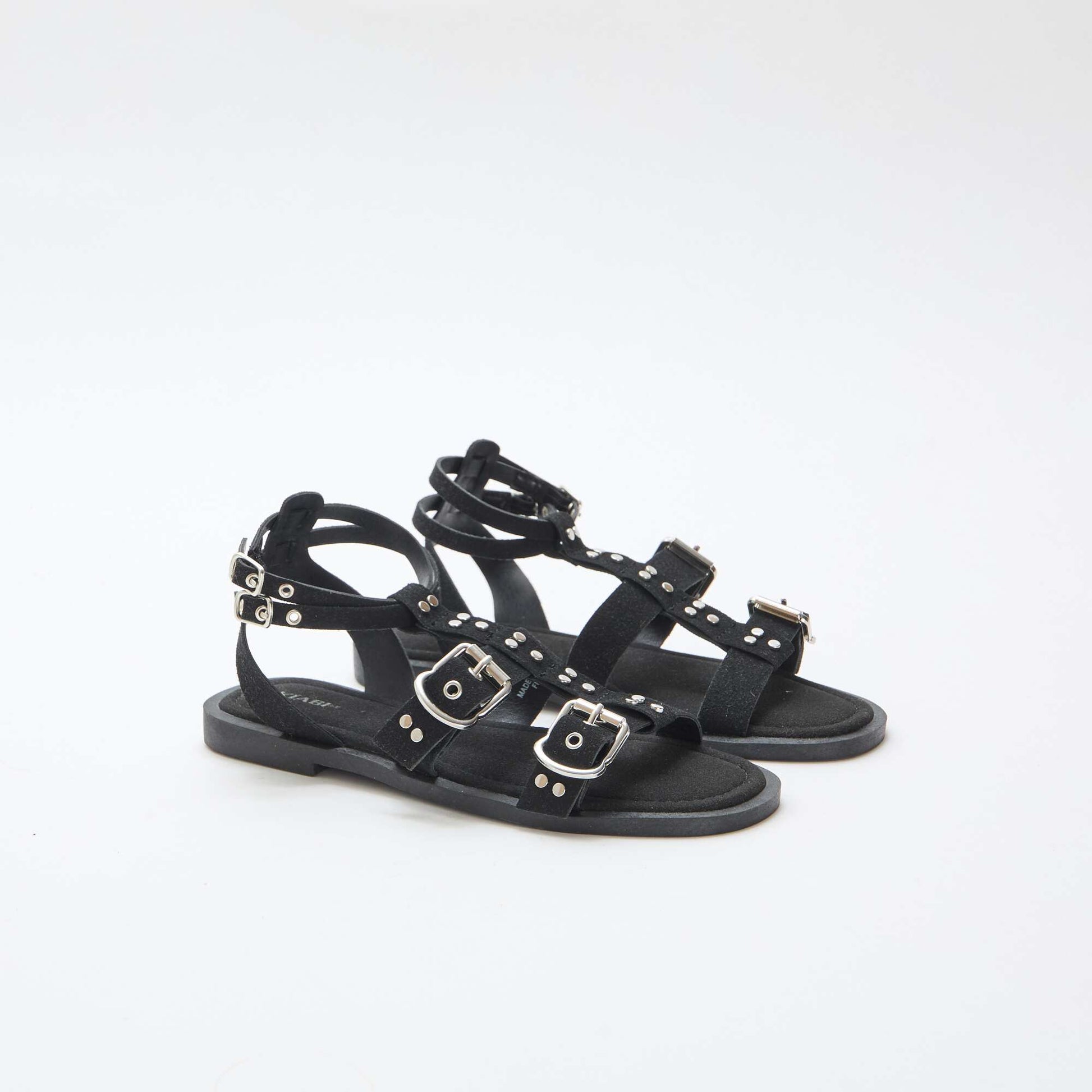 Sandales plates avec brides NOIR