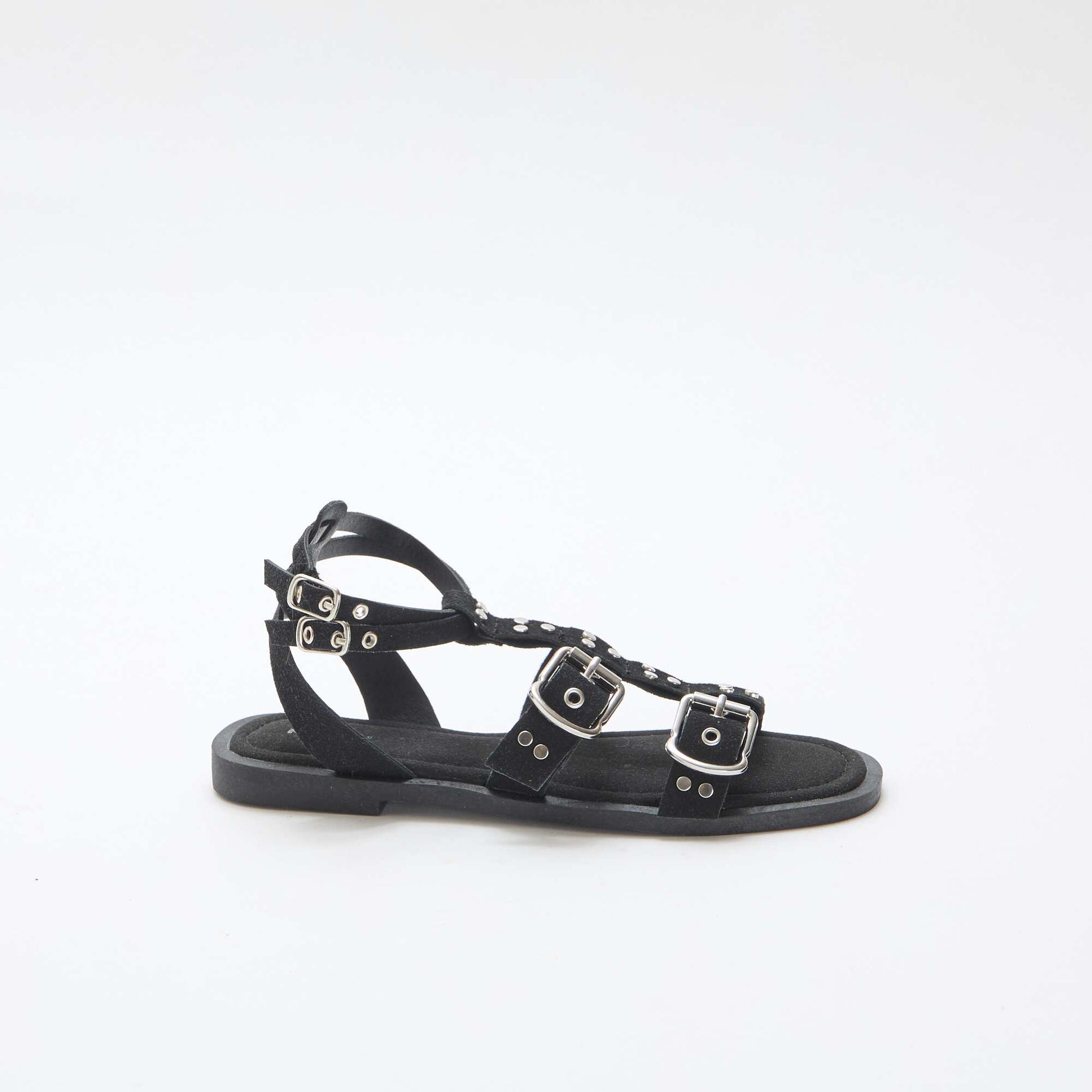 Sandales plates avec brides NOIR