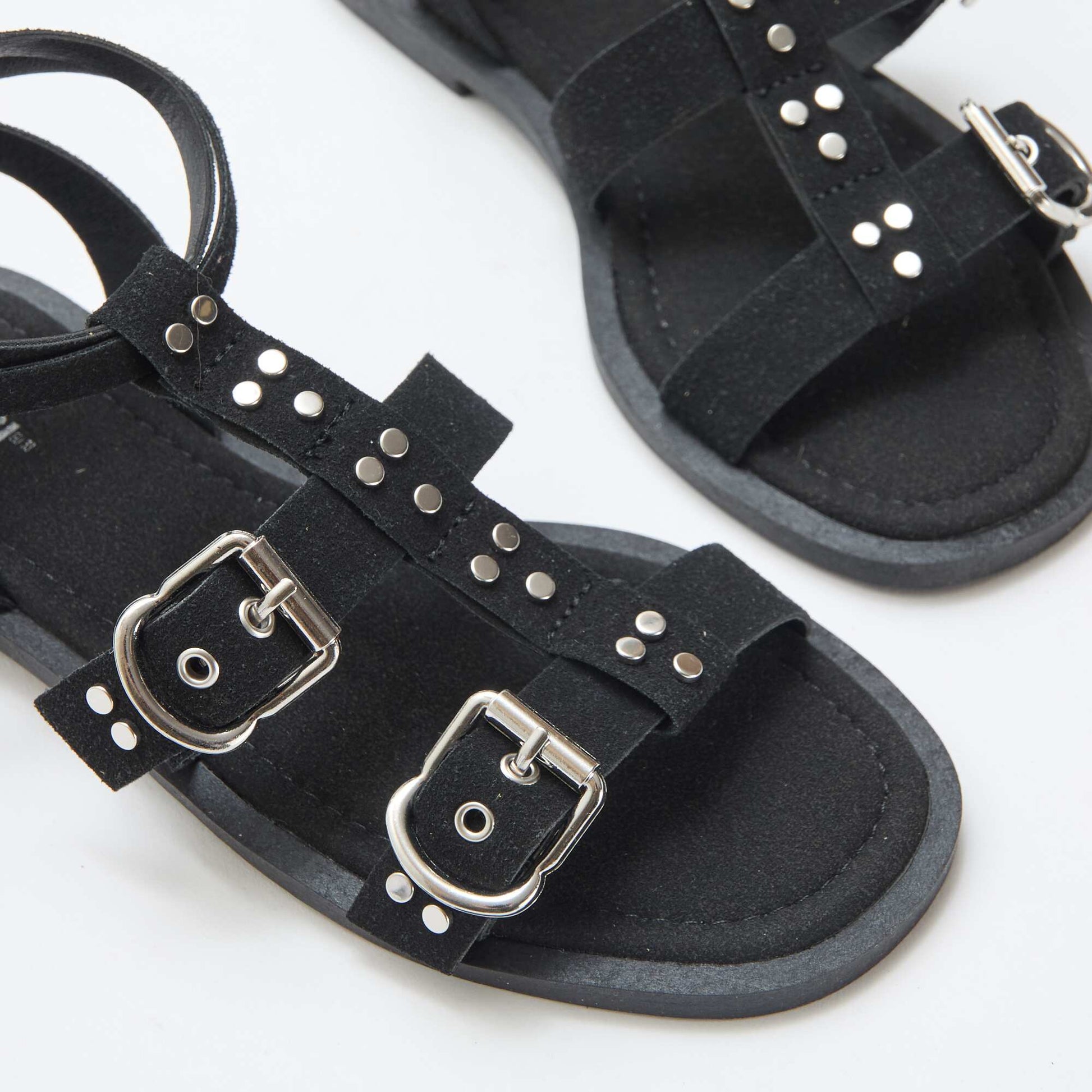 Sandales plates avec brides NOIR