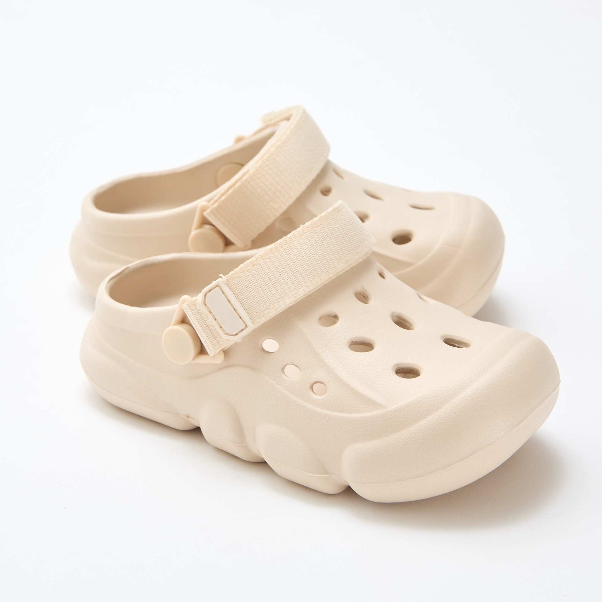 Paire de mules de plage fermées unie BEIGE