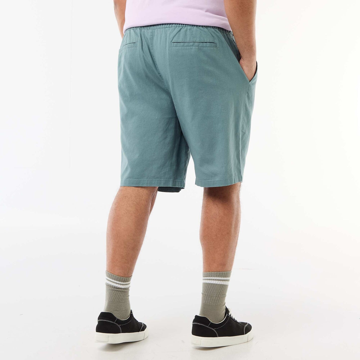 Bermuda léger uni avec 4 poches BLEU