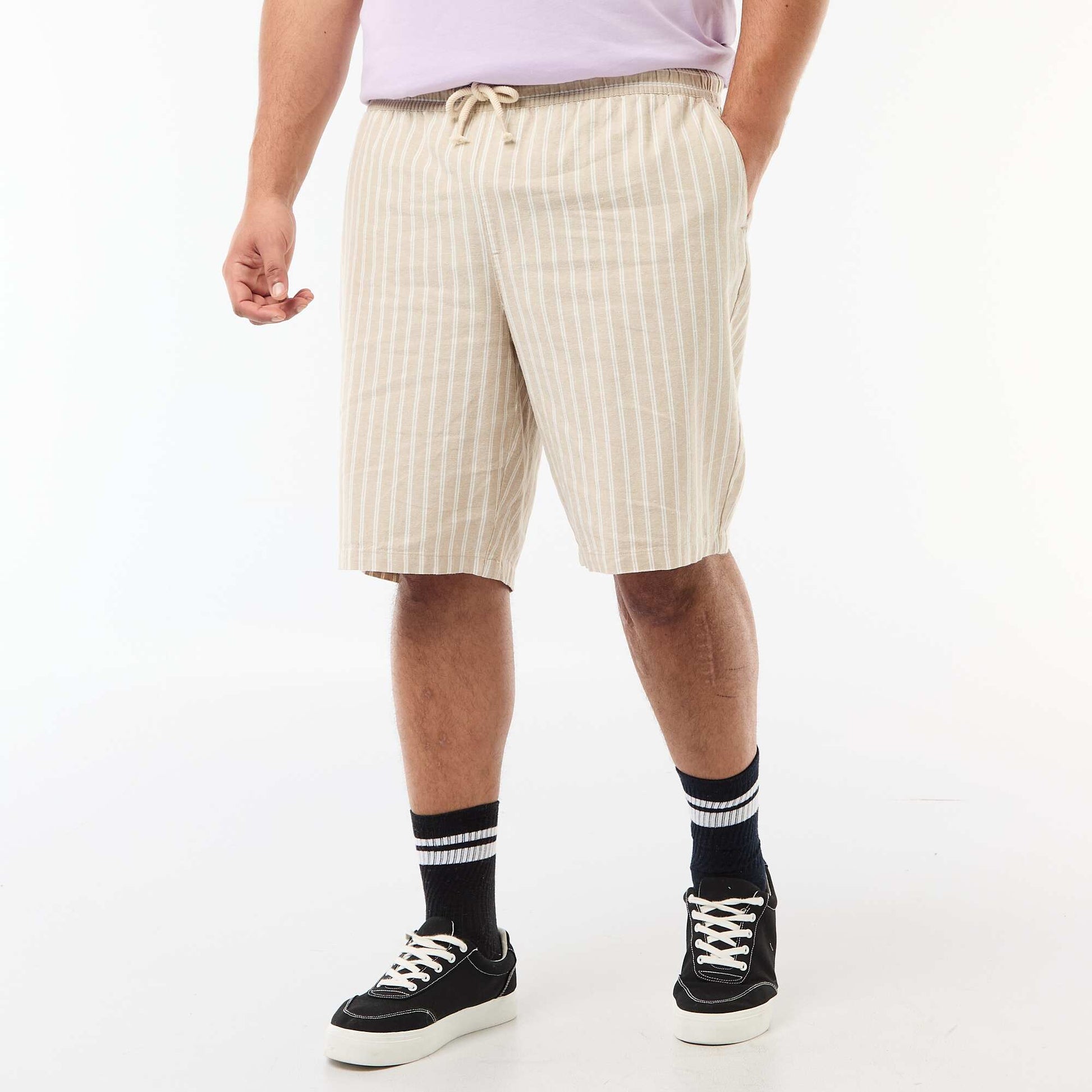 Bermuda léger uni avec 4 poches BEIGE