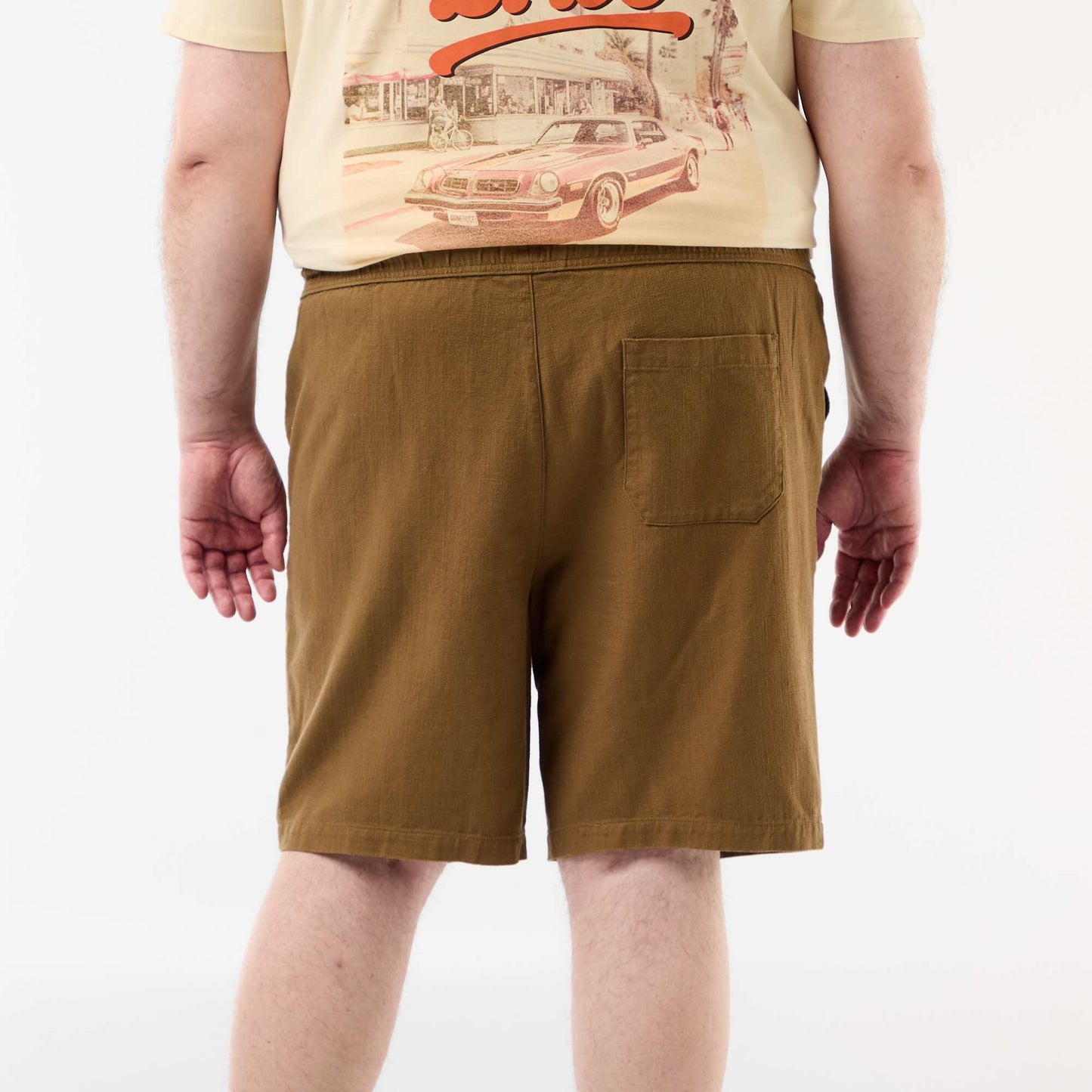 Bermuda uni en matière dobby MARRON