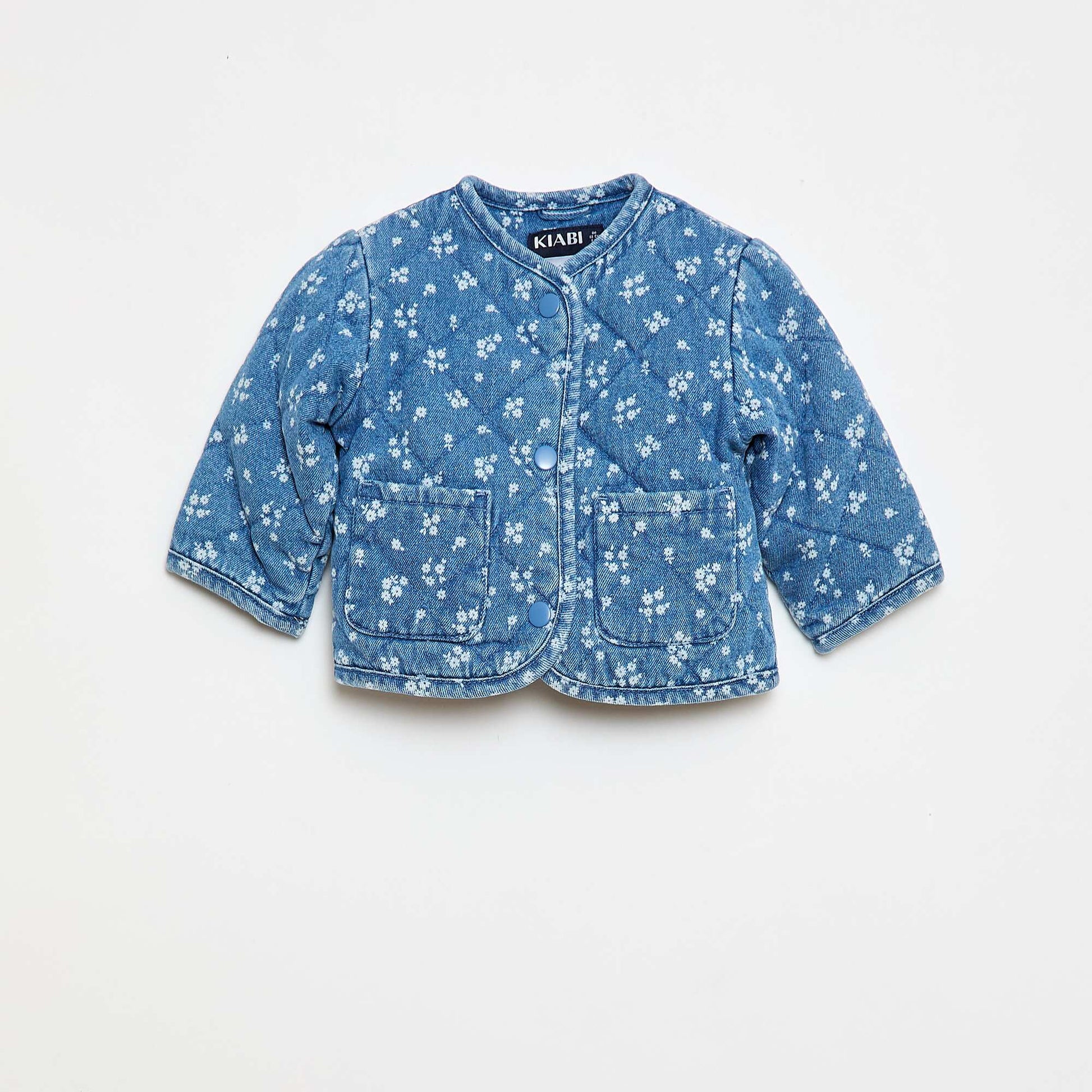 Veste matelassée en denim avec ouverture à pressions BLEU