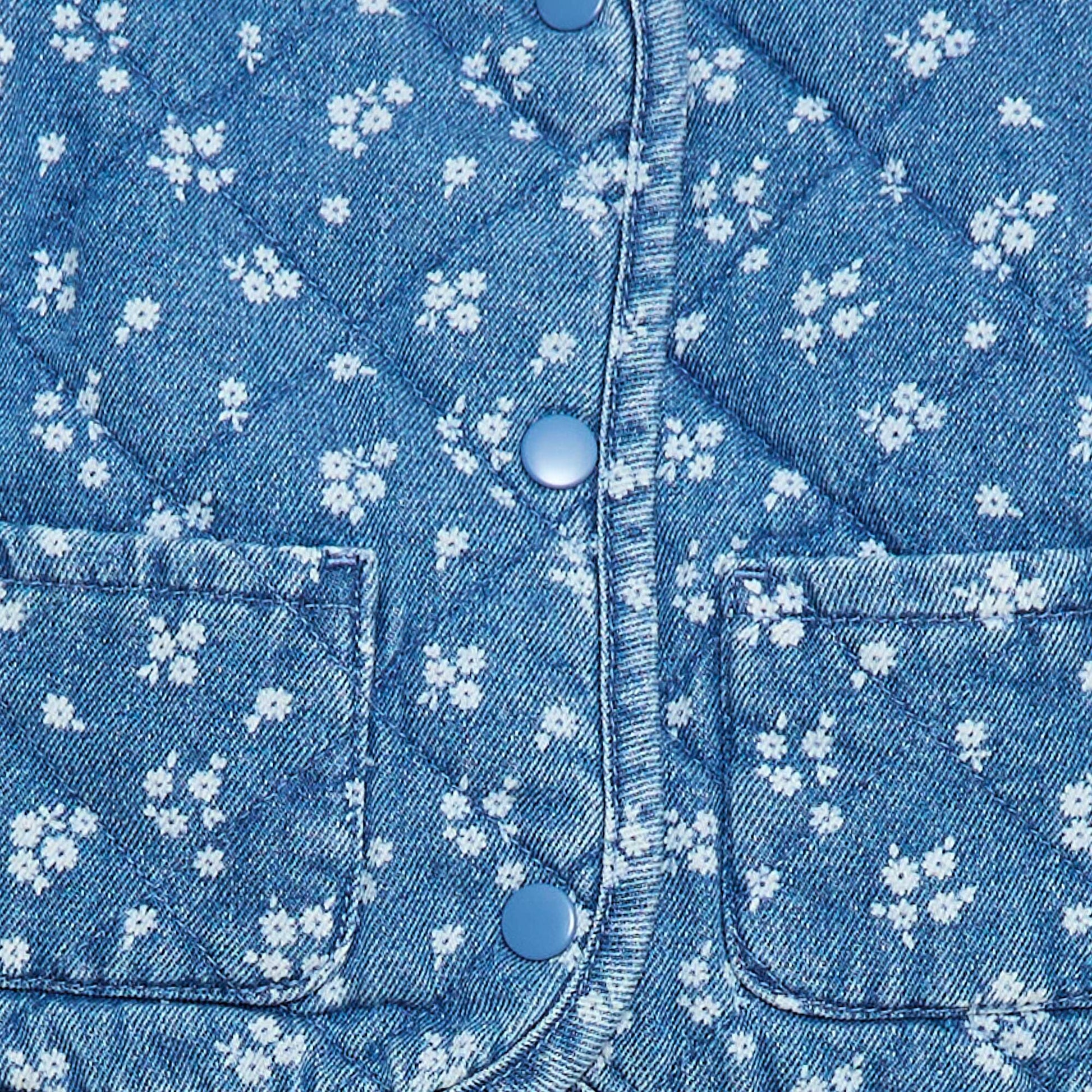 Veste matelassée en denim avec ouverture à pressions BLEU