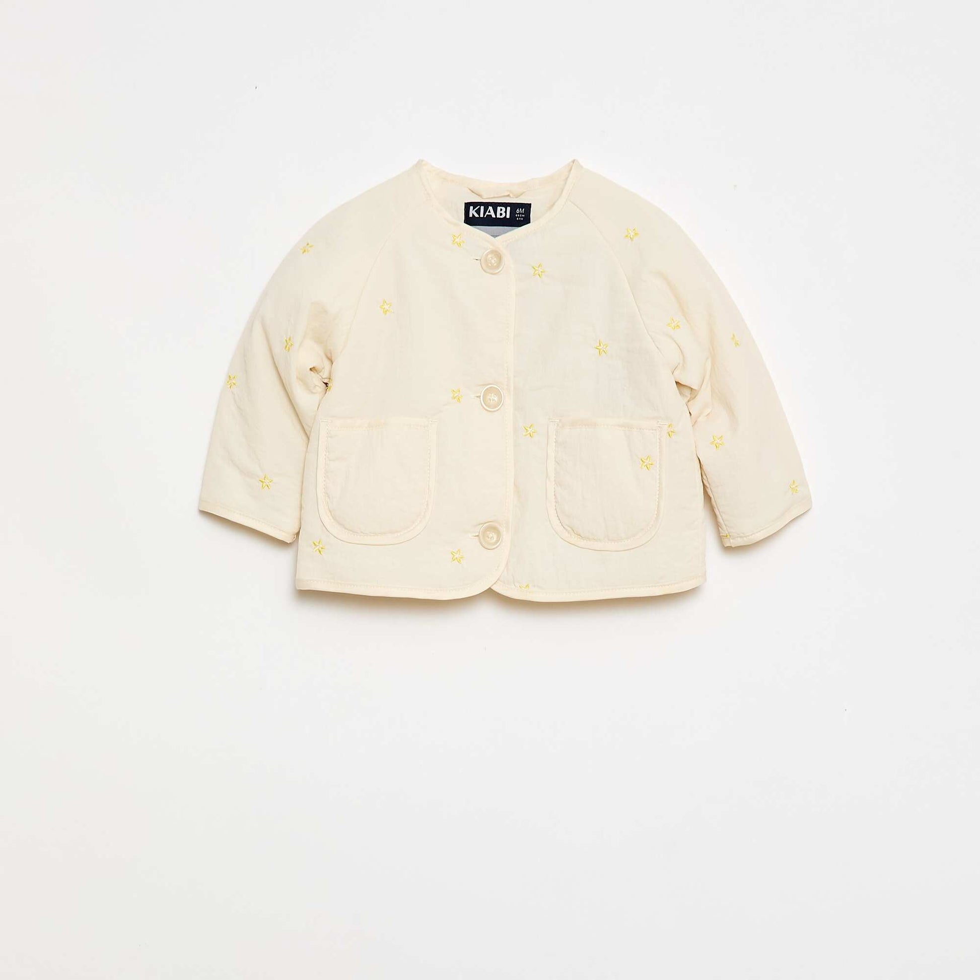 Veste matelassée col rond en tissu déperlant BEIGE