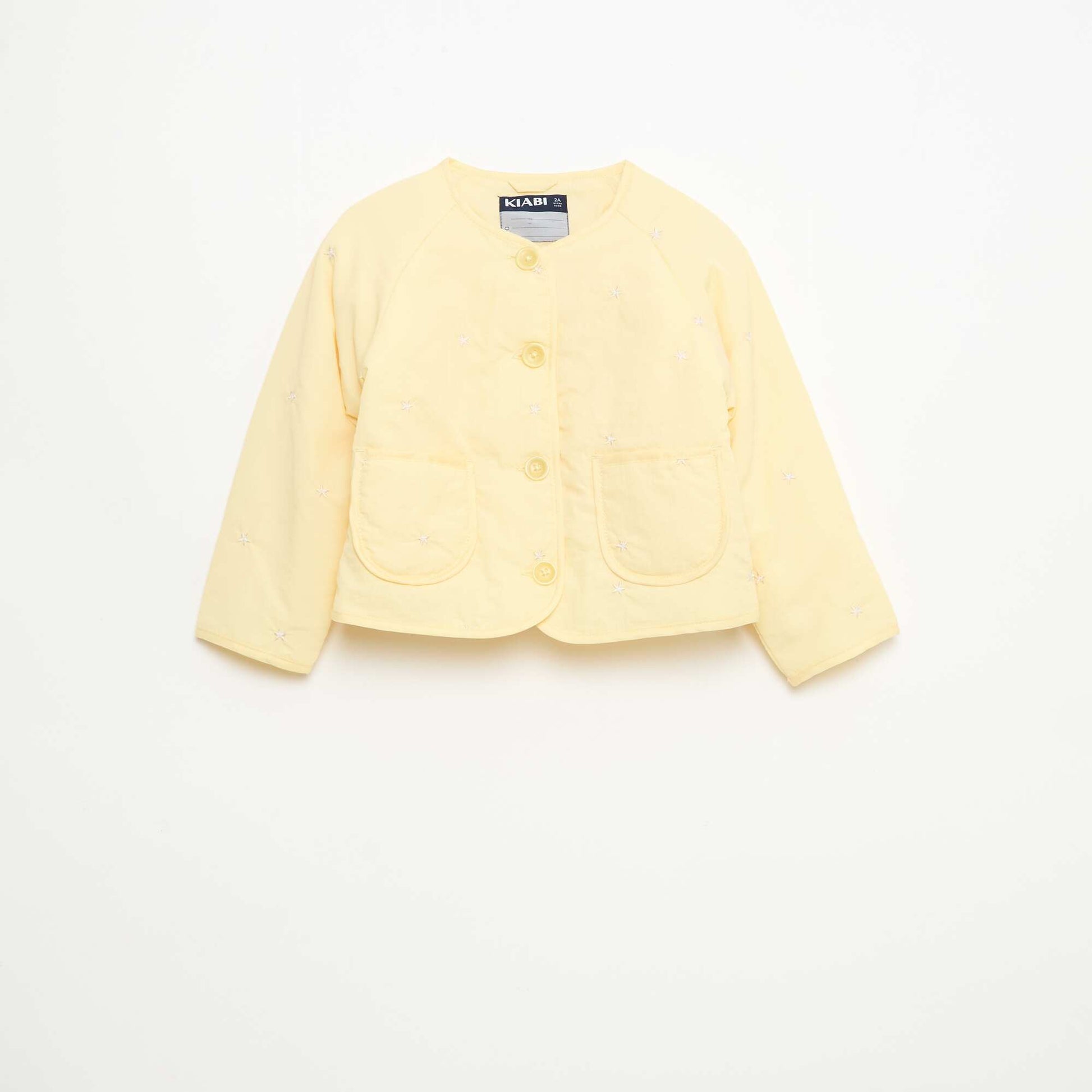 Veste matelassée col rond en tissu déperlant JAUNE