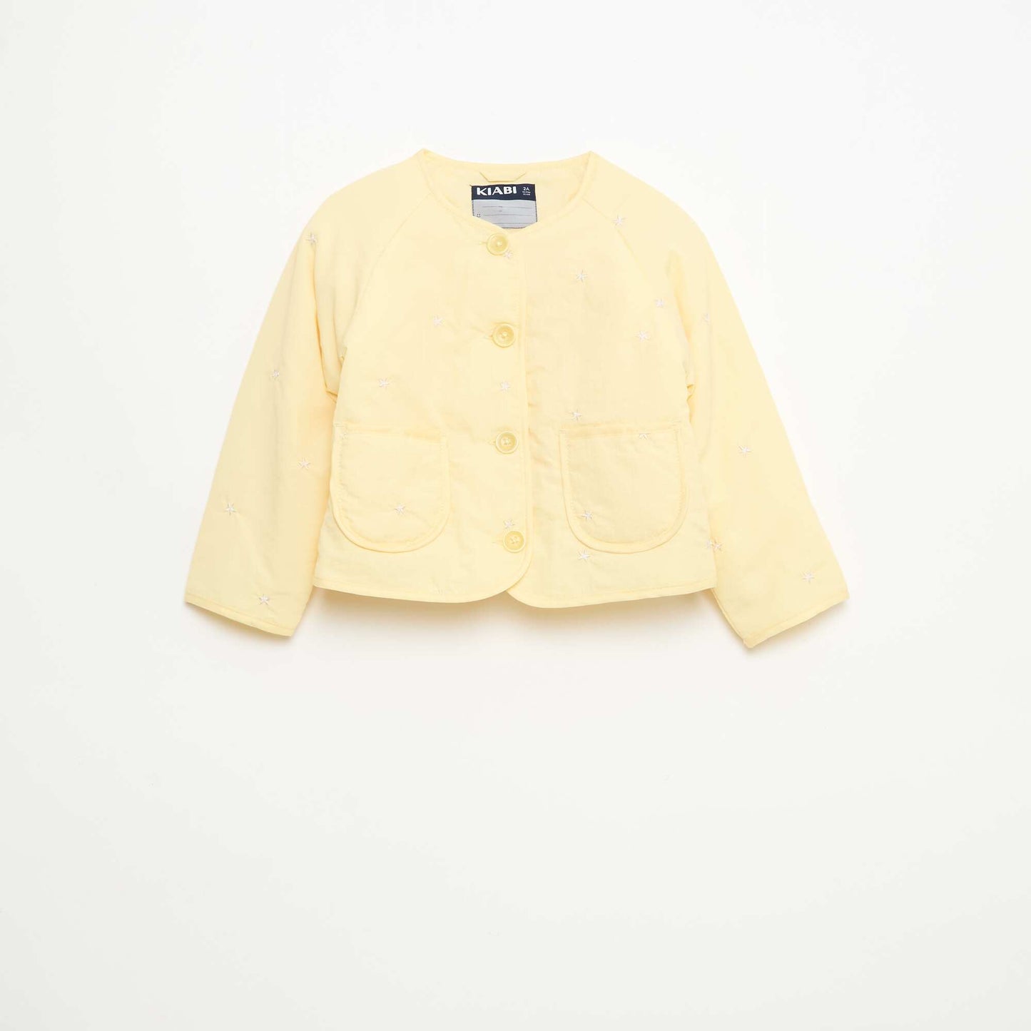 Veste matelassée col rond en tissu déperlant JAUNE