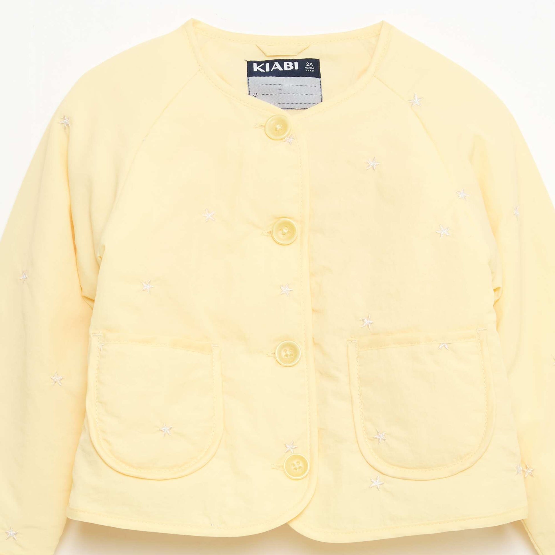 Veste matelassée col rond en tissu déperlant JAUNE