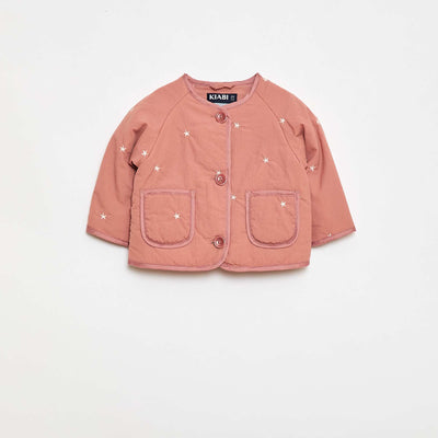 Veste matelassée col rond en tissu déperlant ROSE